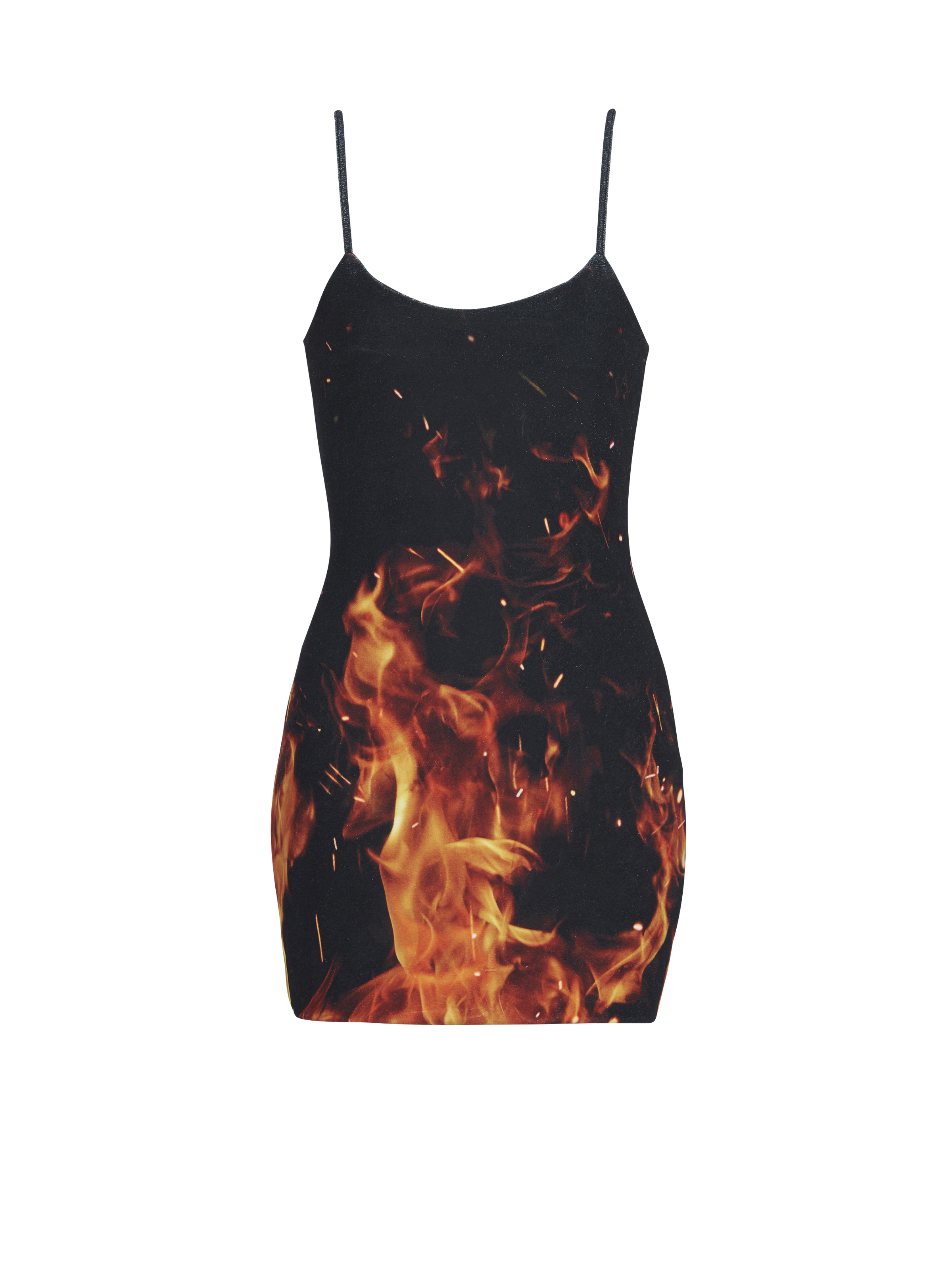 Short Fire printed velvet jersey dress - 1