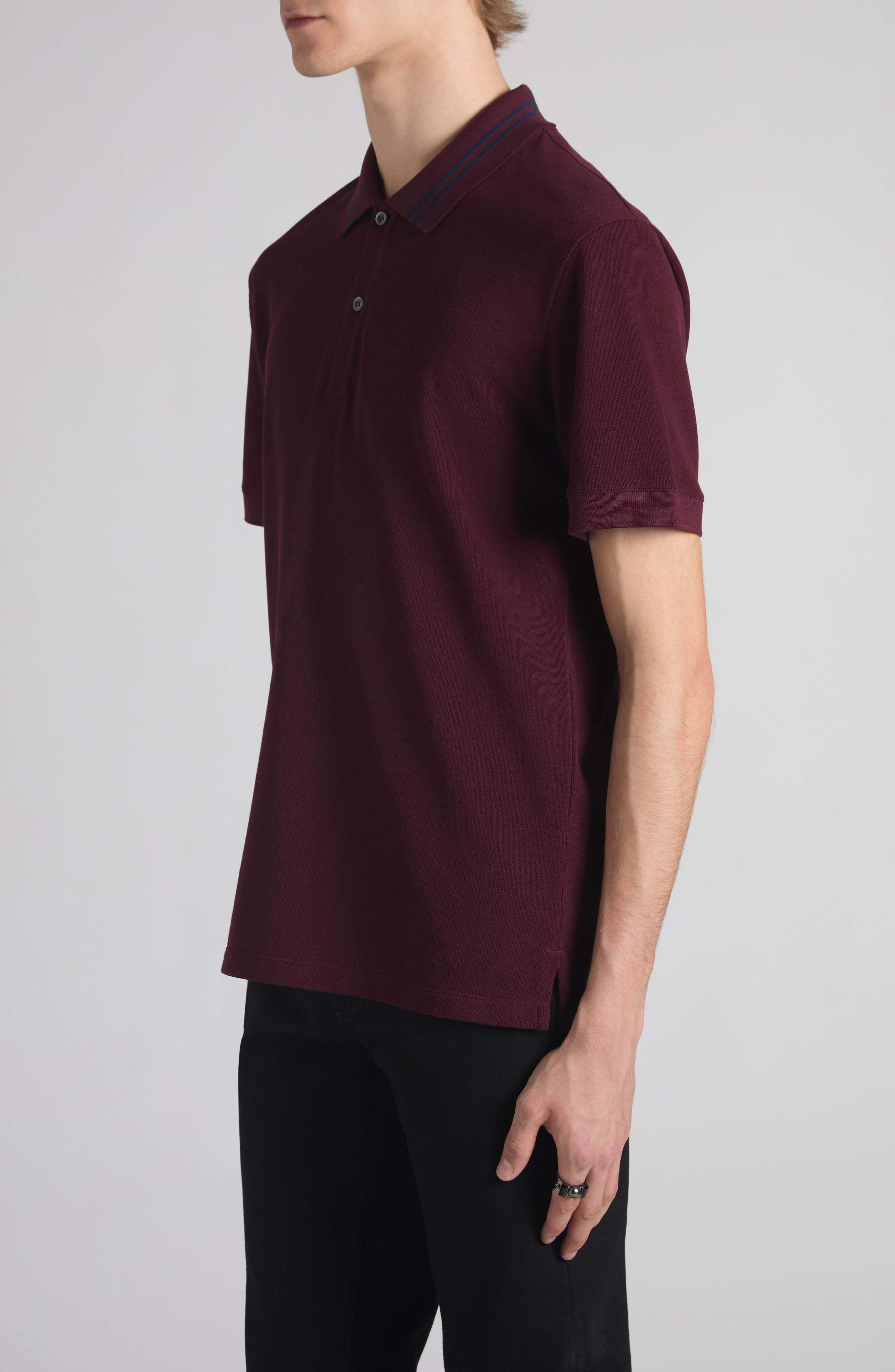 McQueen Logo Jacquard Collar Polo in Bordeaux at Nordstrom - 4