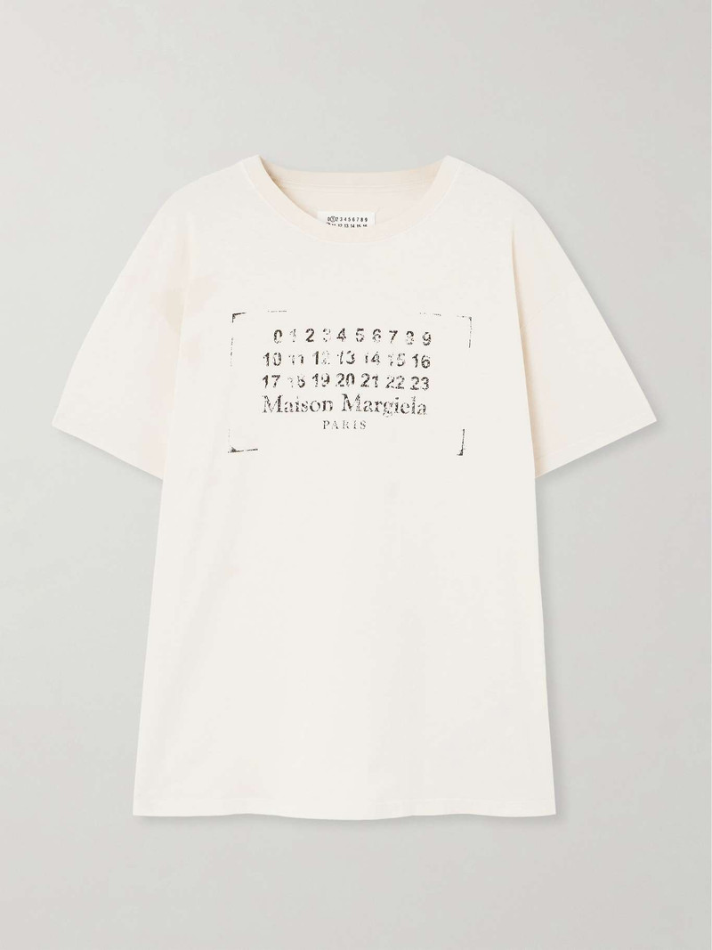 Printed cotton-jersey T-shirt Cream - 1