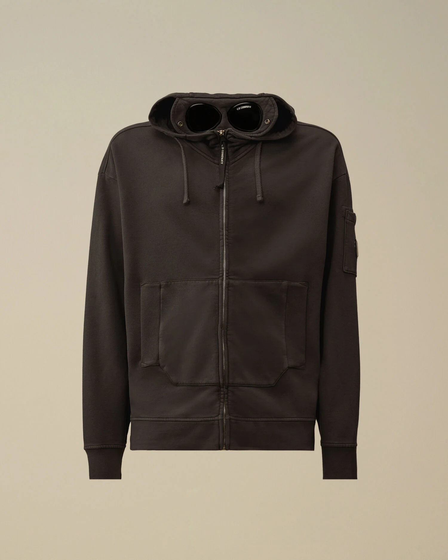 Brushed and Emerized Diagonal Fleece Boxy Goggle Sweatshirt - 1