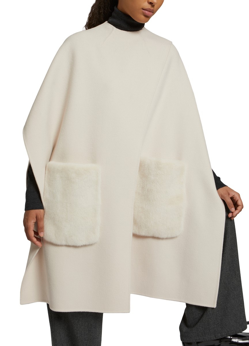 Cashmere cape with mink over-pockets - 6