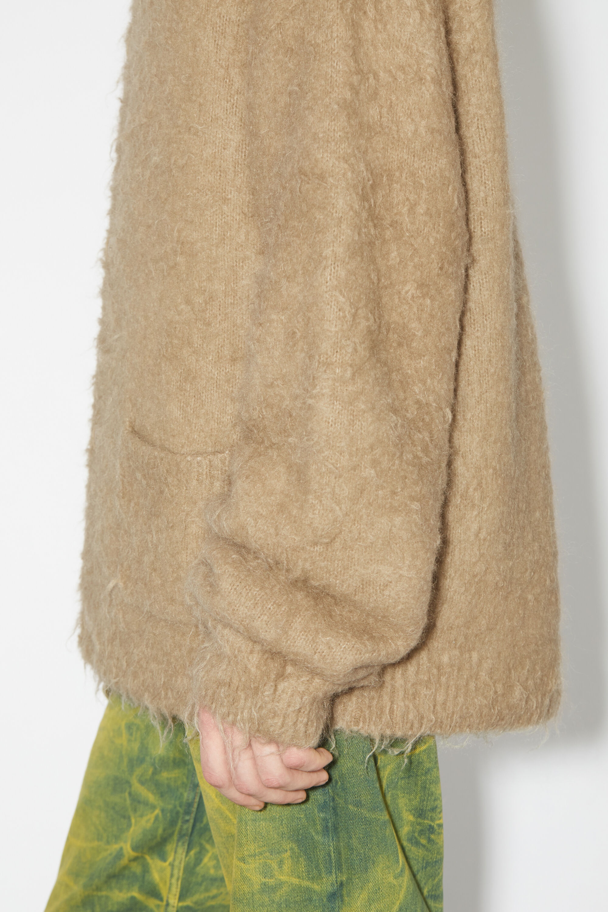 Wool mohair cardigan - Dark beige - 4