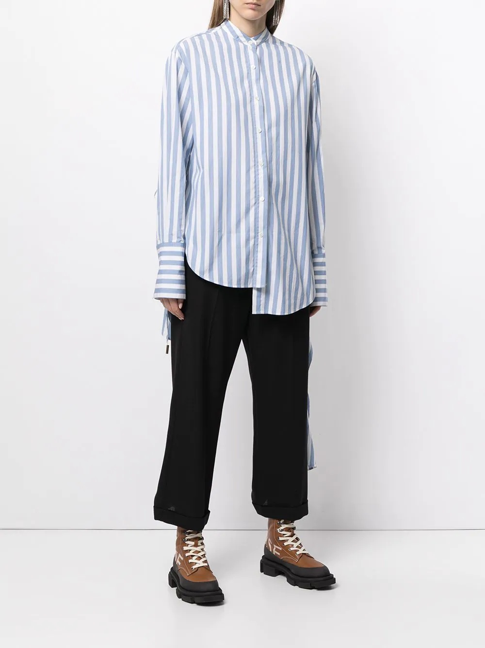 striped drawstring shirt - 3