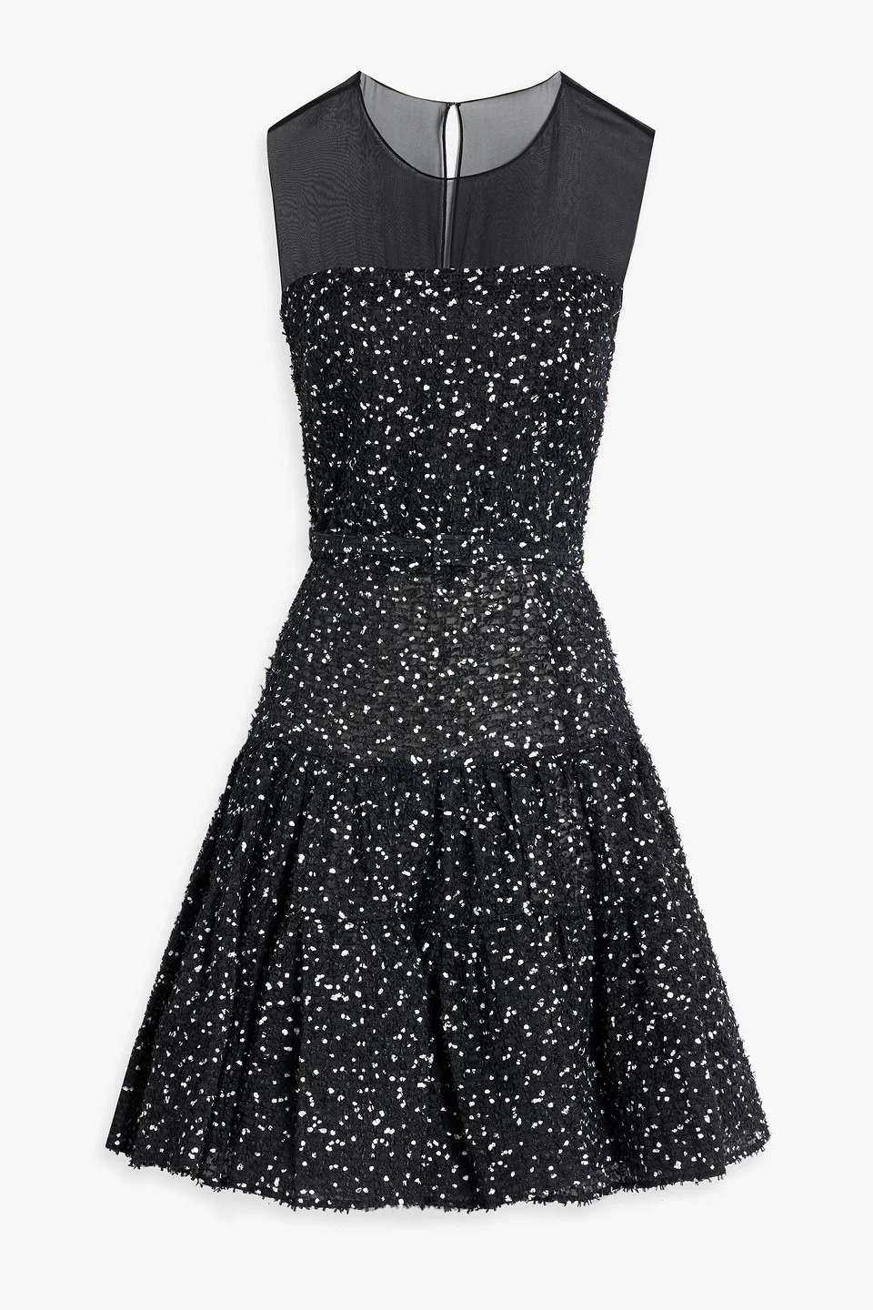 Tulle-paneled fil-coupé mini dress - 1