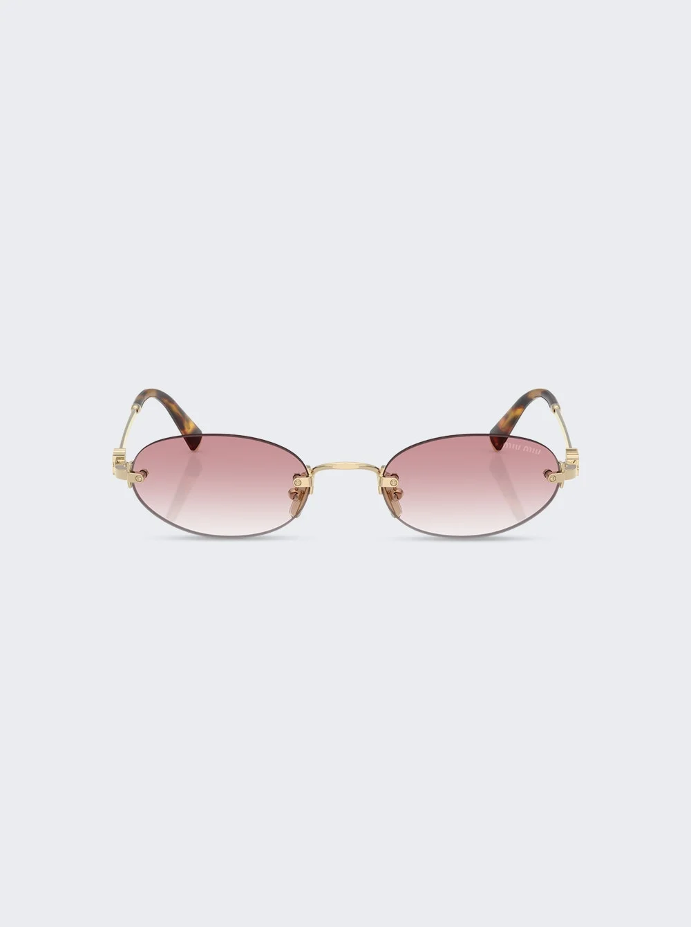 Rimless Oval Sunglasses Gradient Pink Lenses - 1