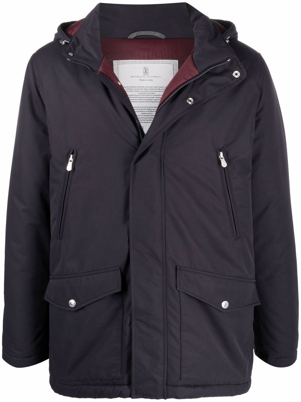 multi-pocket hooded padded coat - 1