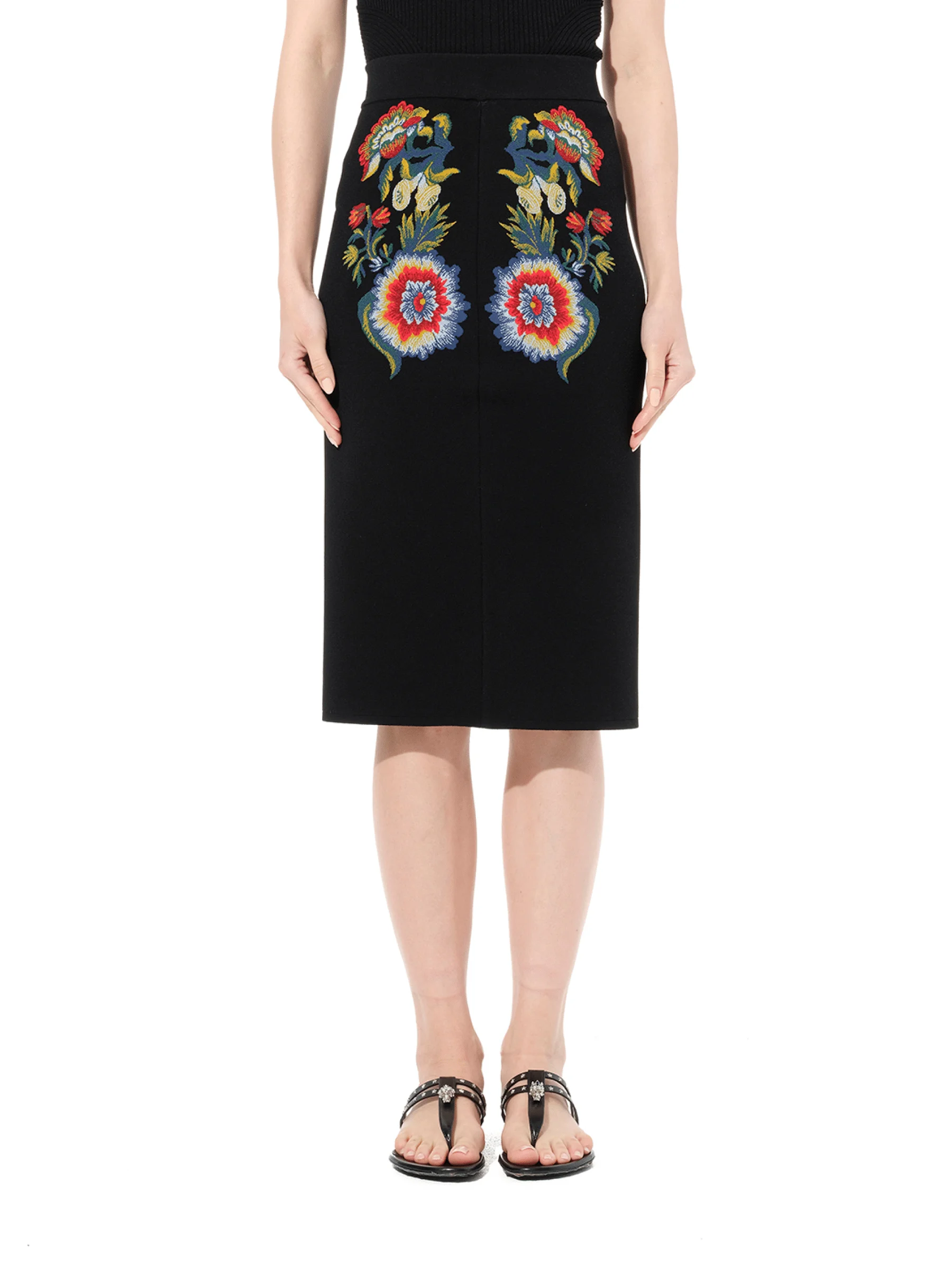 Pencil Knee Skirt in Black - 1