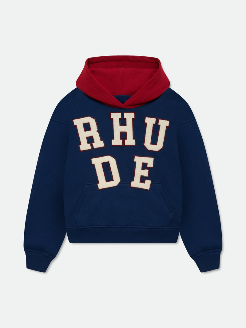 RHUDE CHENILLE PATCH LOGO HOODIE 1
