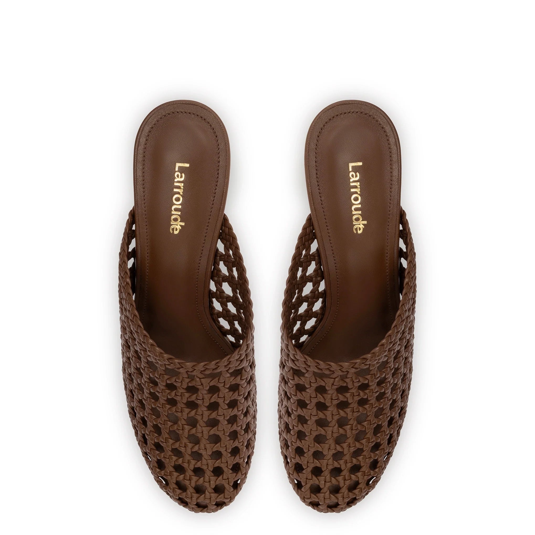 Larroude - Larroude Dew Drop Macrame Mule In Burnt Umber Leather - 3