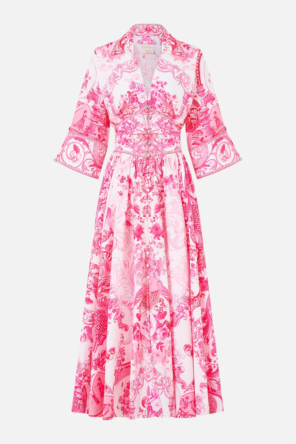 SHAPED WAISTBAND MIDI DRESS LIVIN LA VIDA ROSA - 1
