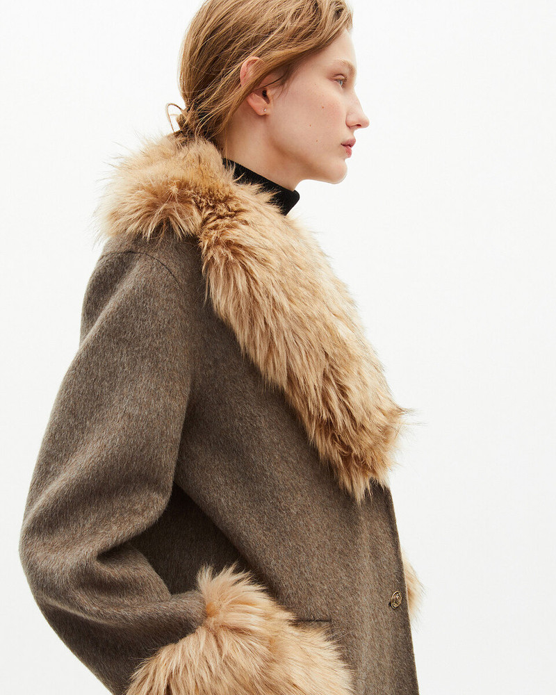 LONG COAT IN DOUBLE-FACED WOOL AND BROWN FUR 5
