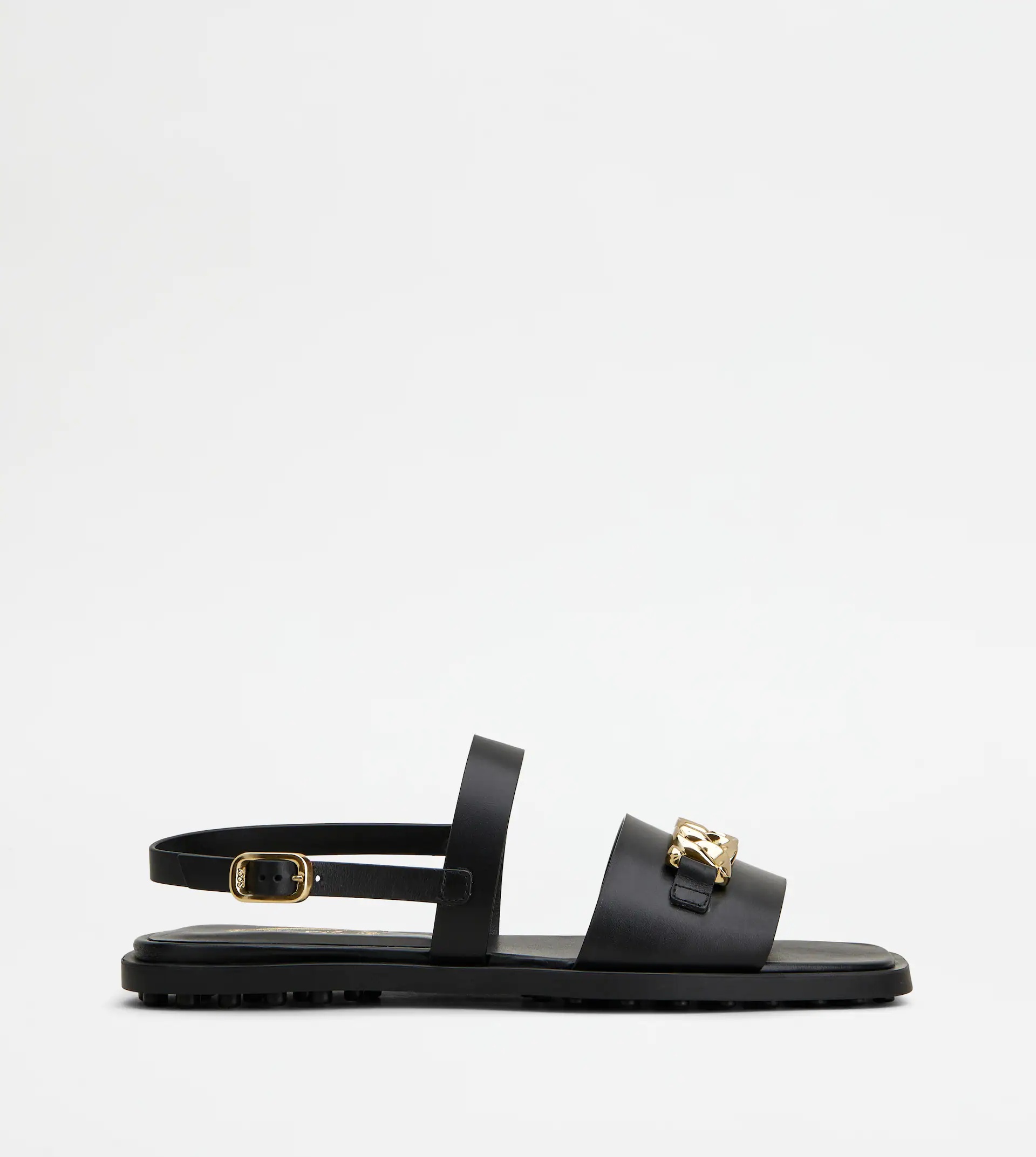 SANDALS IN LEATHER - BLACK - 1