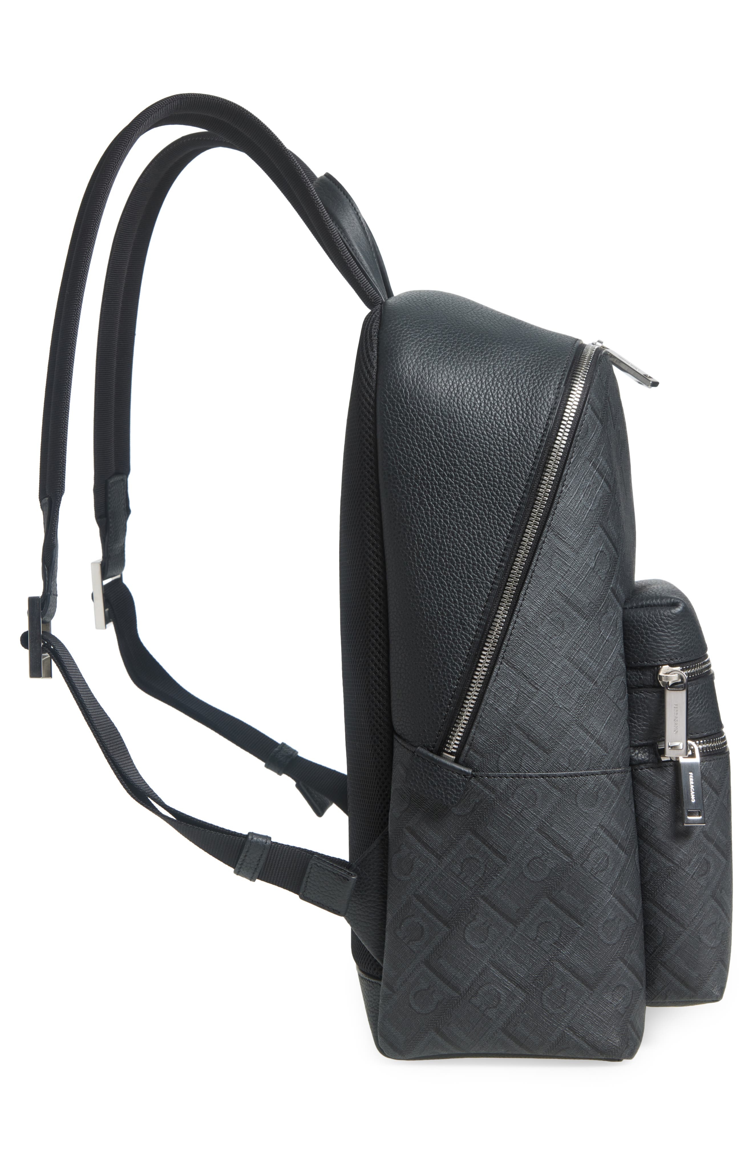 FERRAGAMO Gancio Embossed Leather Backpack in Nero Grigio at Nordstrom - 5