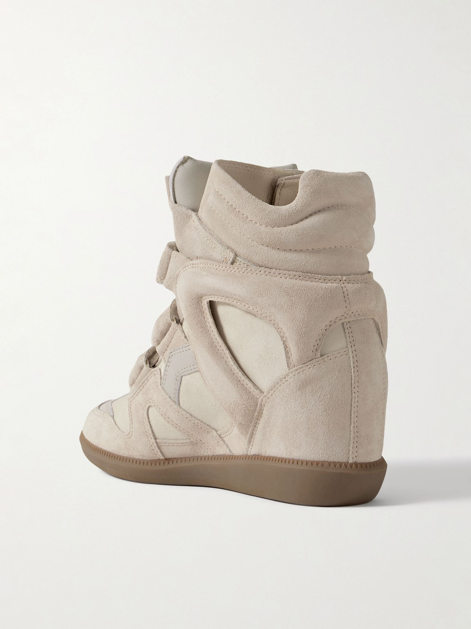 Bekett leather-trimmed suede wedge sneakers Ecru - 3
