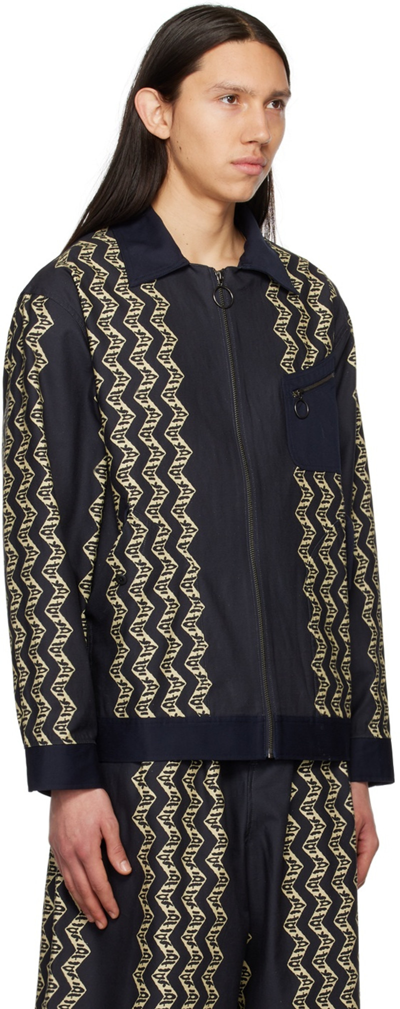 NICHOLAS DALEY Black Zig Zag Jacket outlook