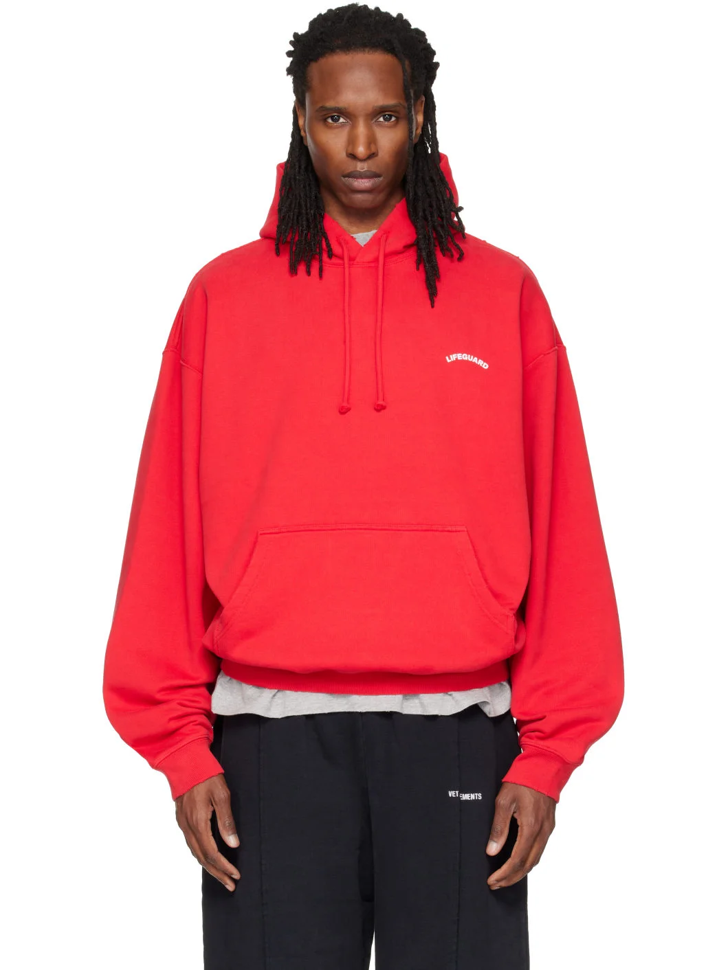 Red Oversized 'Lifeguard' Hoodie - 1