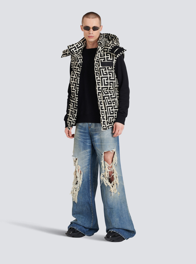 Cotton sweatshirt with embossed Balmain logo 3