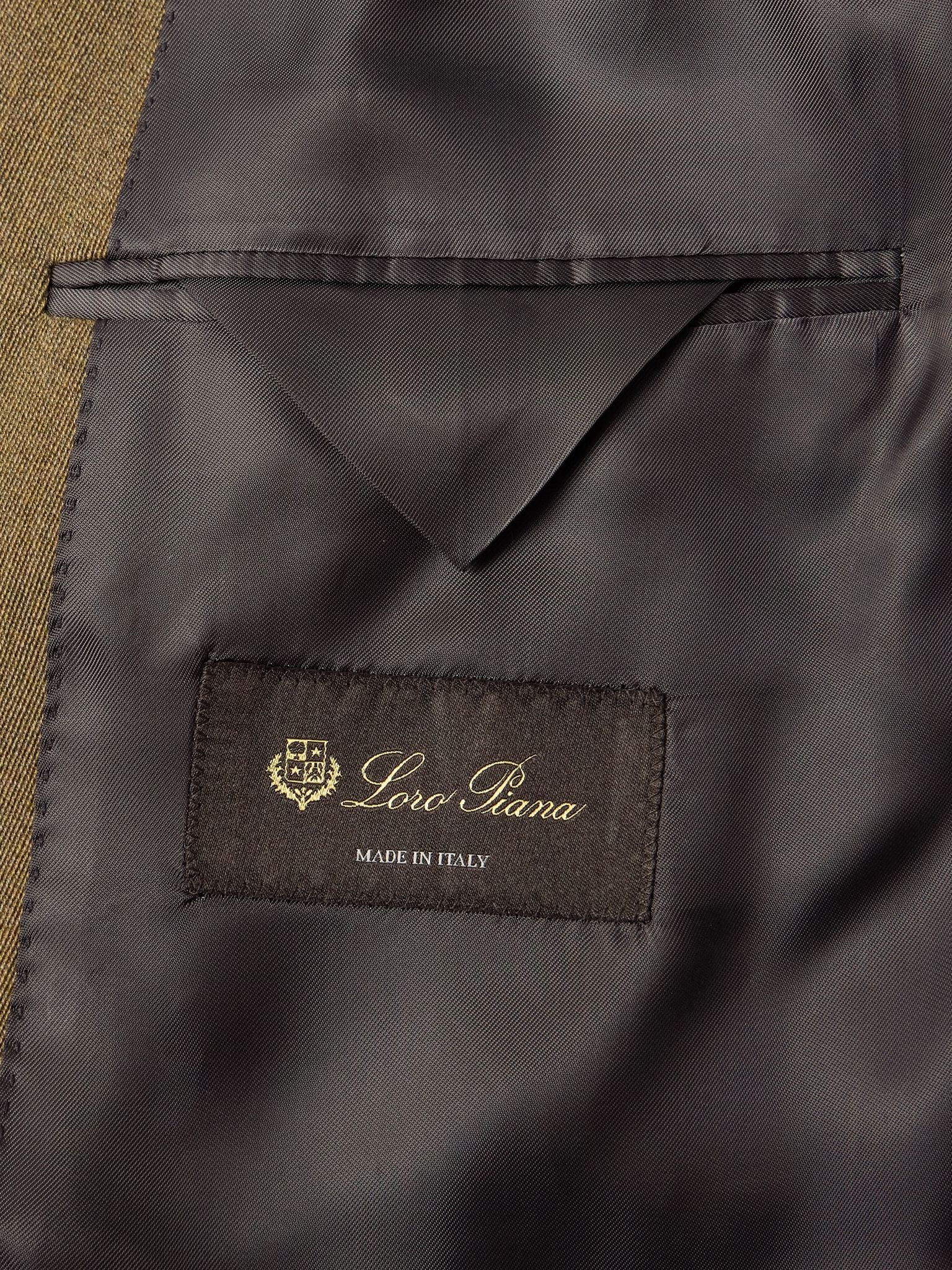 Double-Breasted Virgin Wool-Twill Suit Jacket Beige - 6