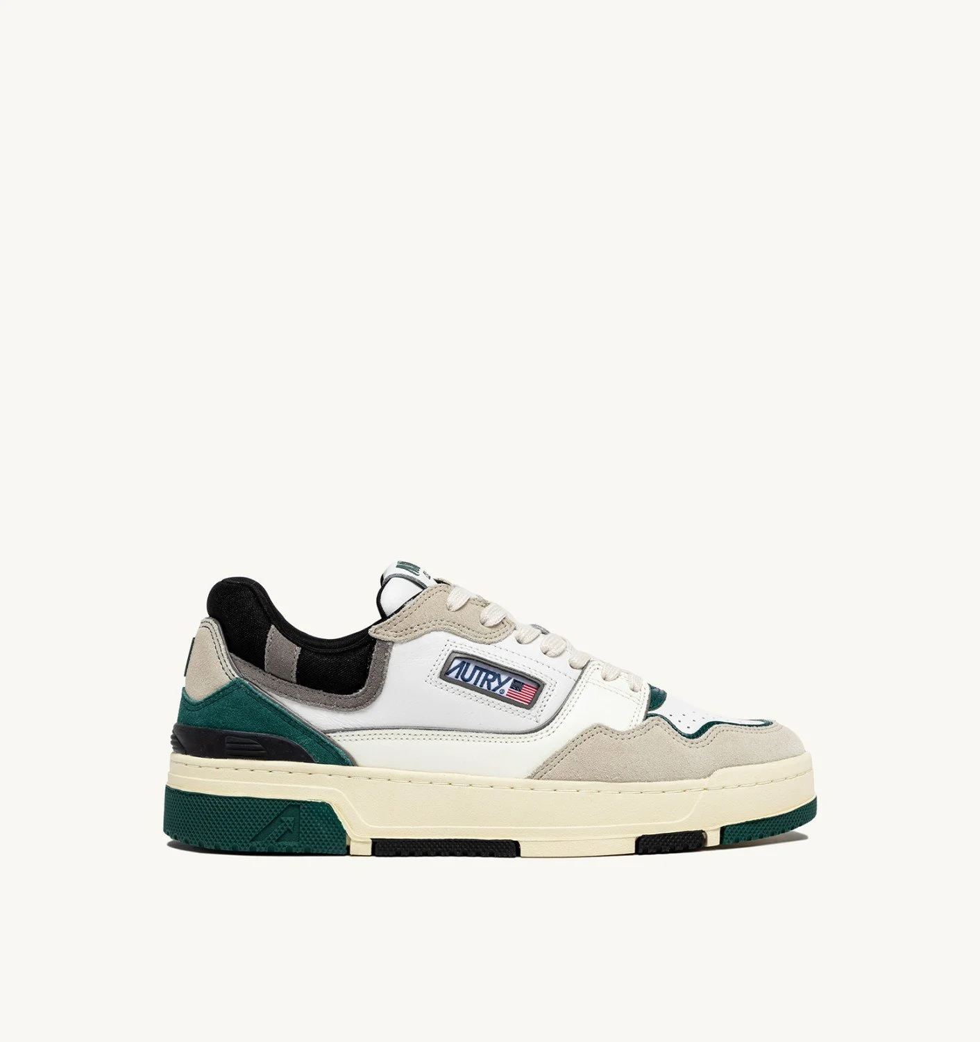 CLC LOW SNEAKERS IN WHITE AND FOREST SUEDE AND LEATHER - 1