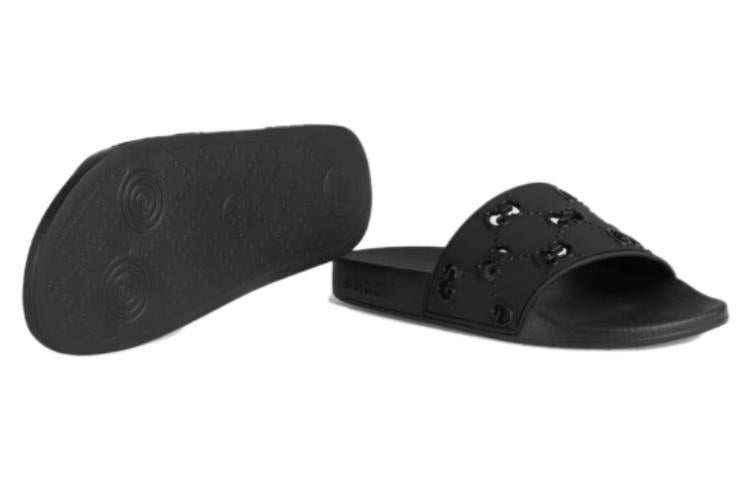 (WMNS) Gucci Rubber GG Slide 'Black' 573922-JDR00-1000 - 5