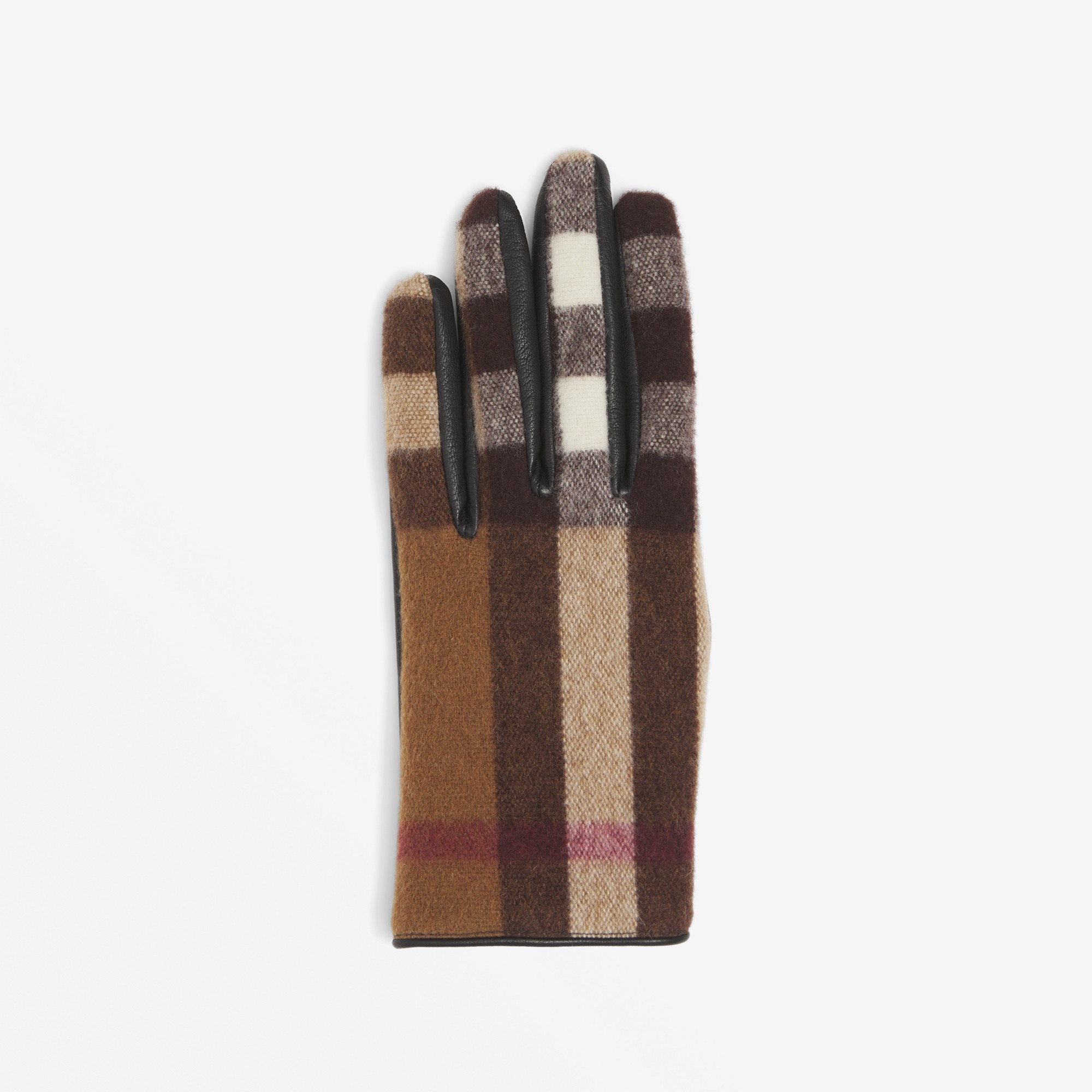 Check Wool and Lambskin Gloves - 2