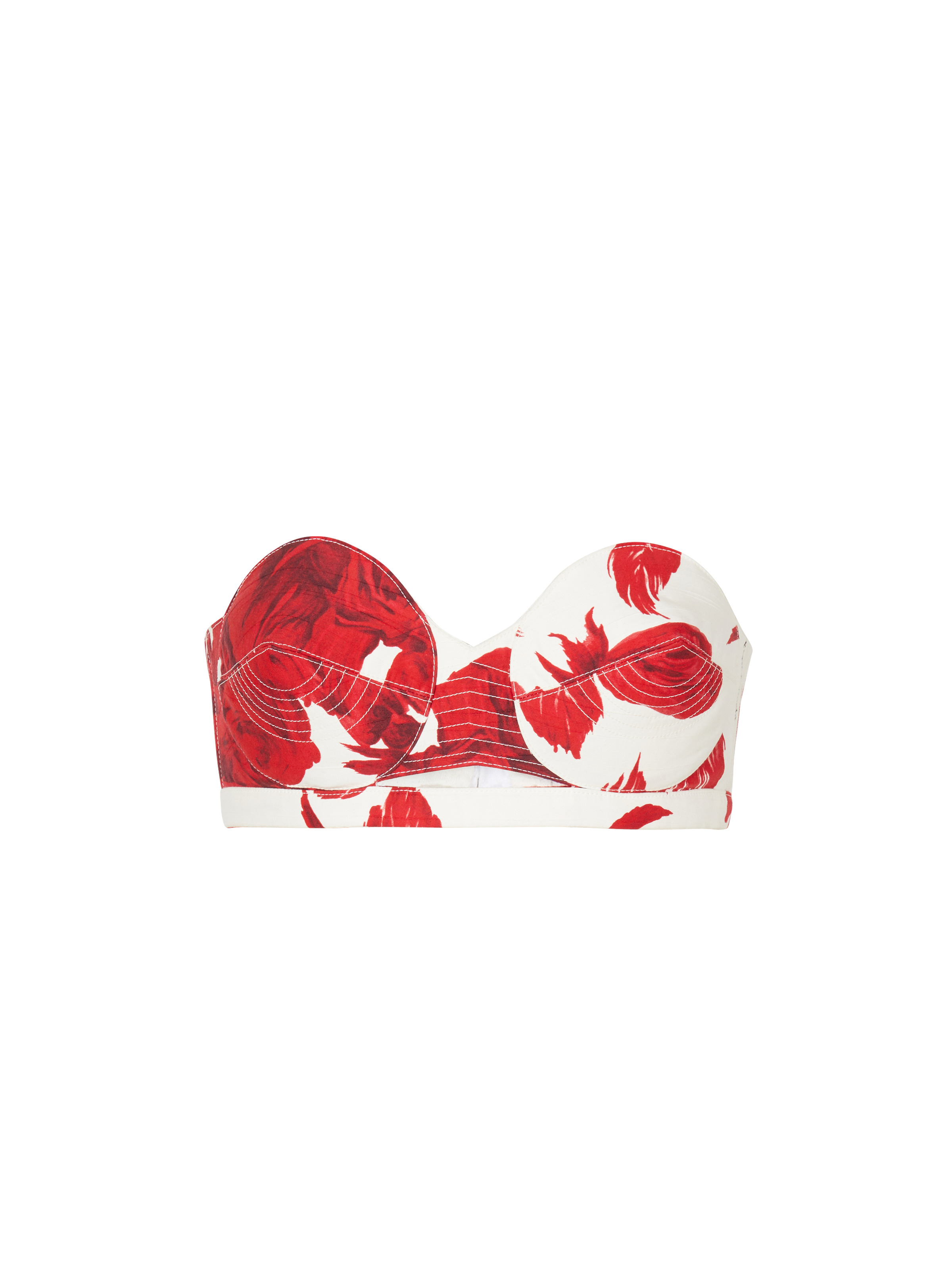 Strapless crop top with Red Roses print - 1