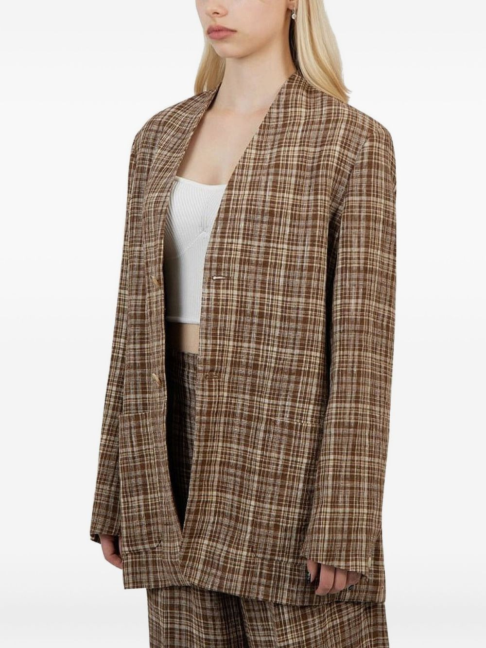 checked coat - 2
