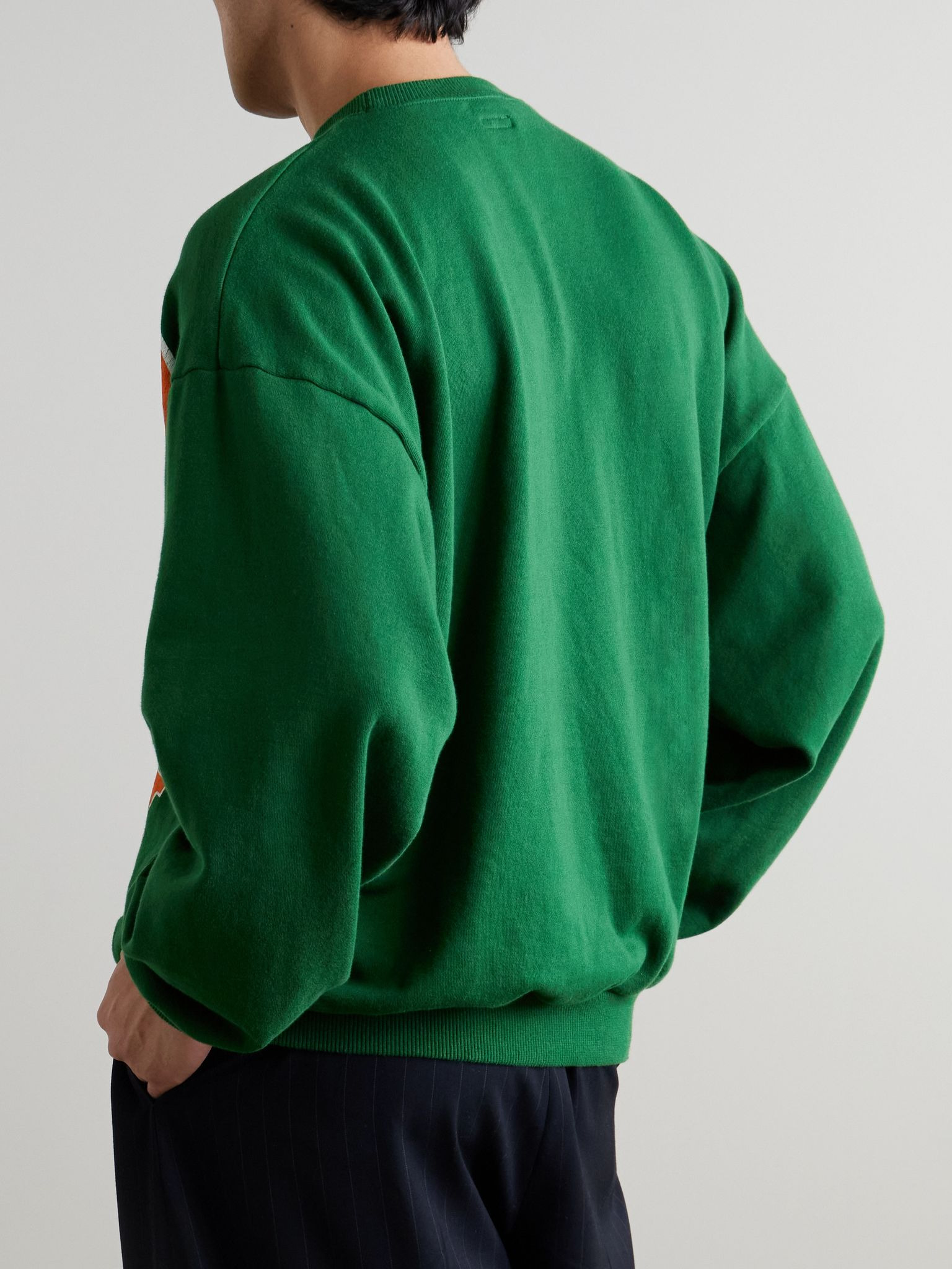 Printed Cotton-Jersey Sweatshirt Green - 3