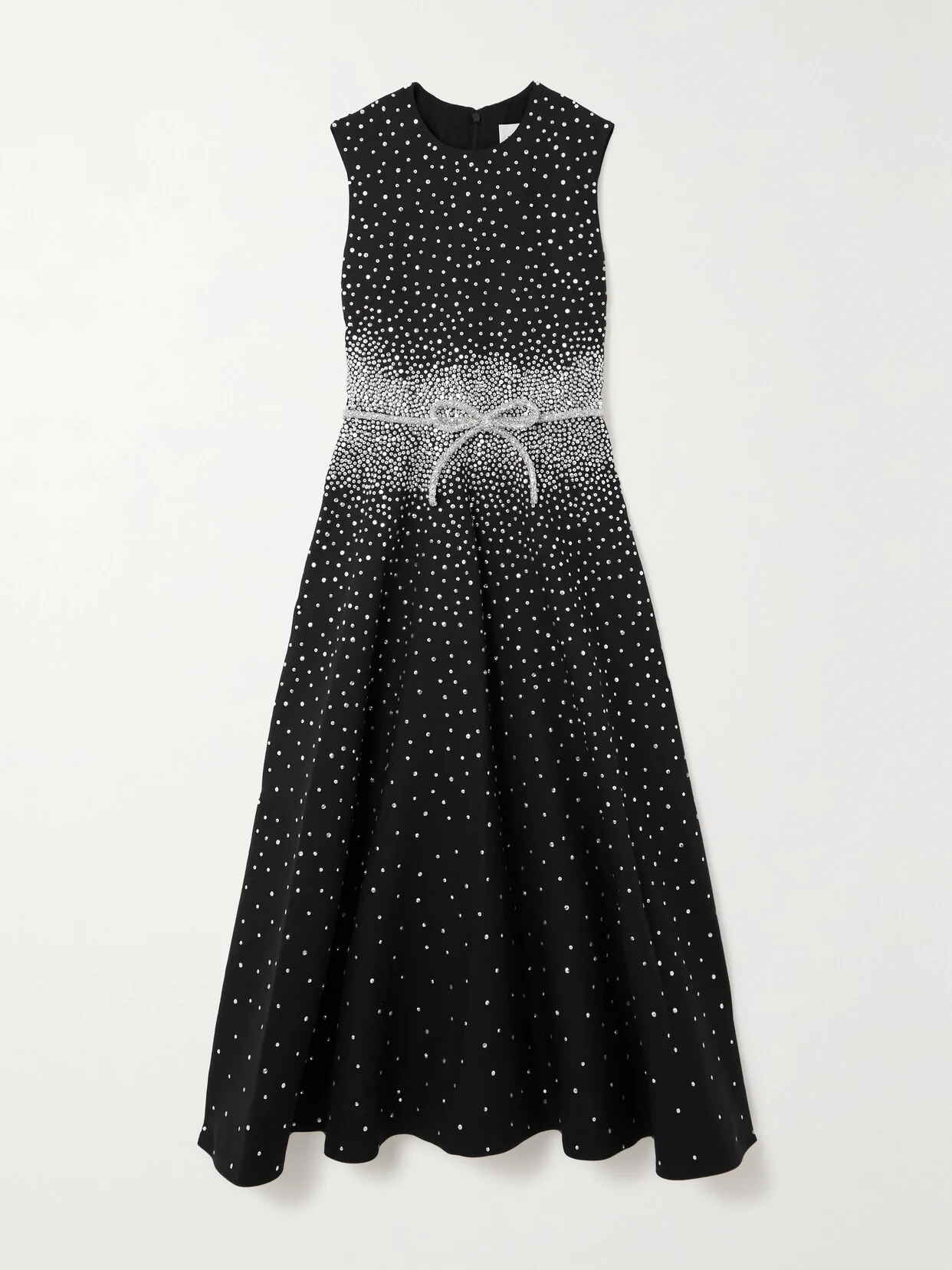Belted Embellished Wool And Silk-blend Midi Dress - 1