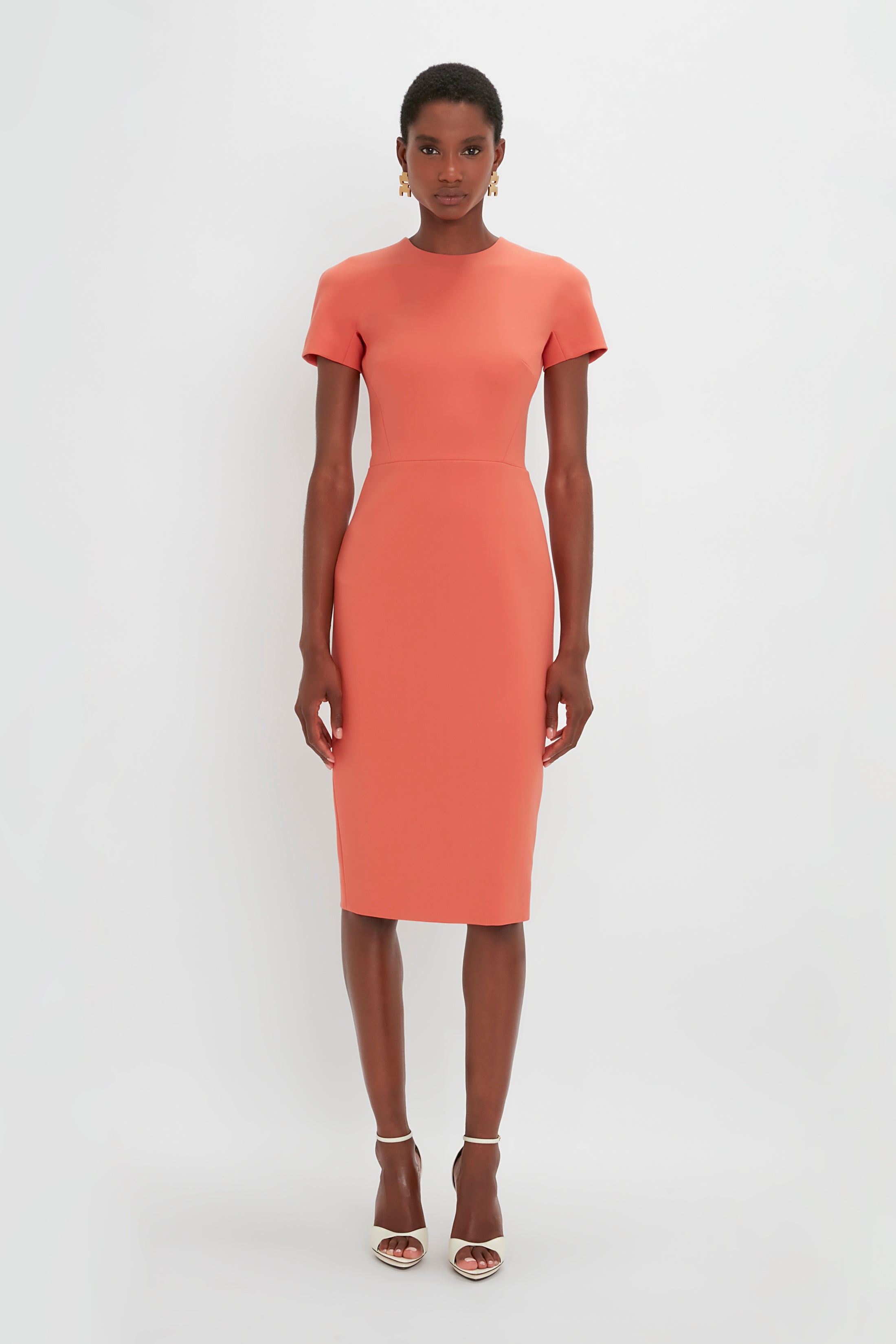 Fitted T-Shirt Dress In Papaya - 2