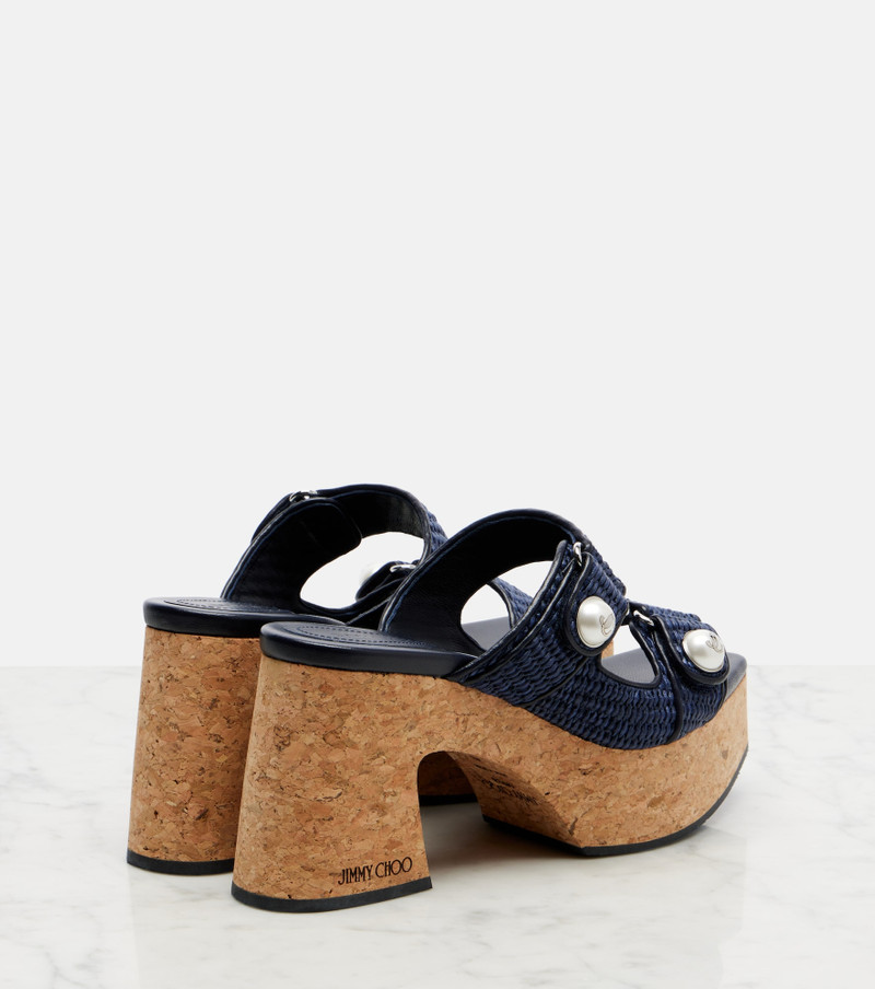 JIMMY CHOO Fayence raffia-effect platform sandals outlook