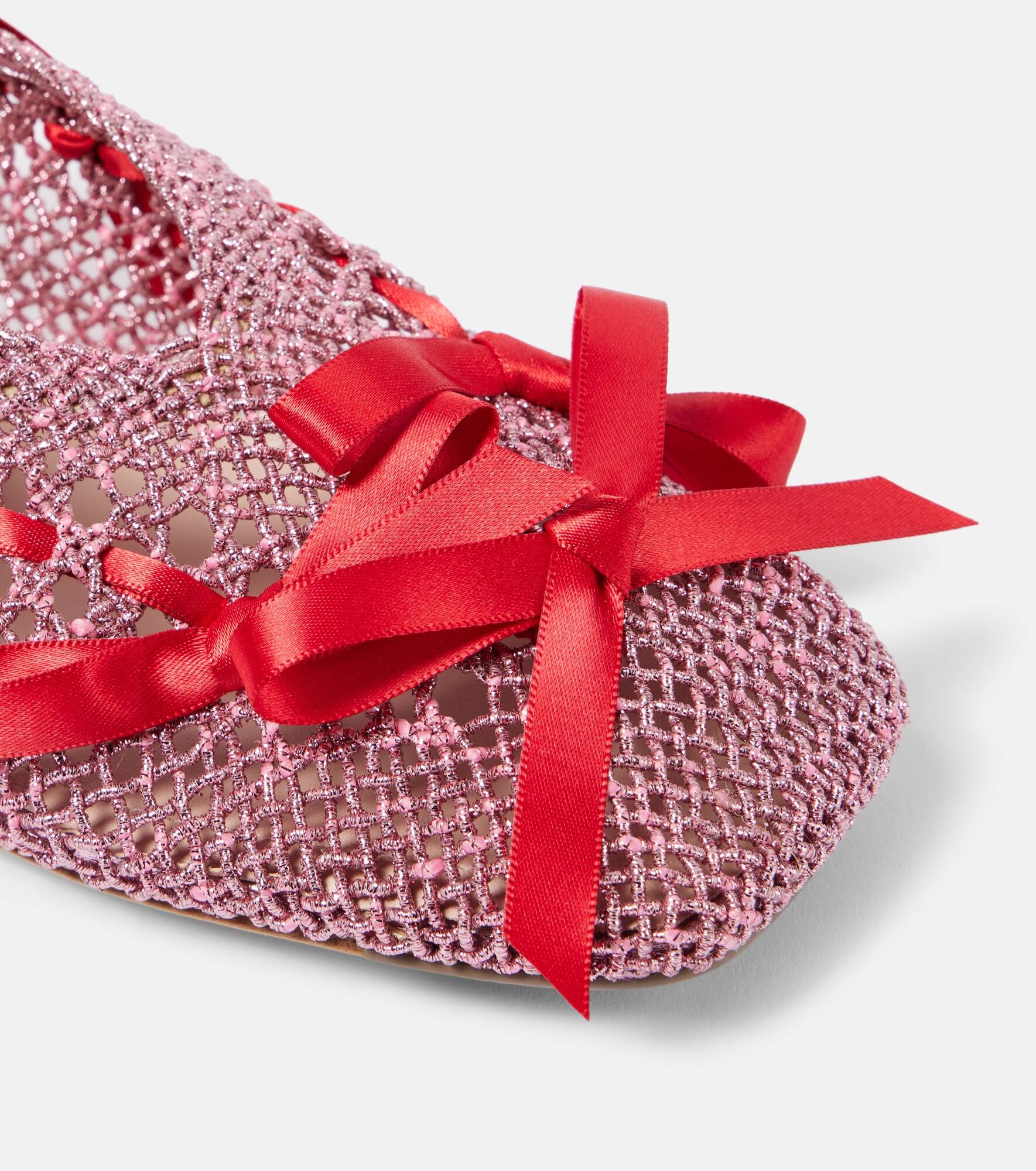 Bow-detail crochet ballet flats - 5