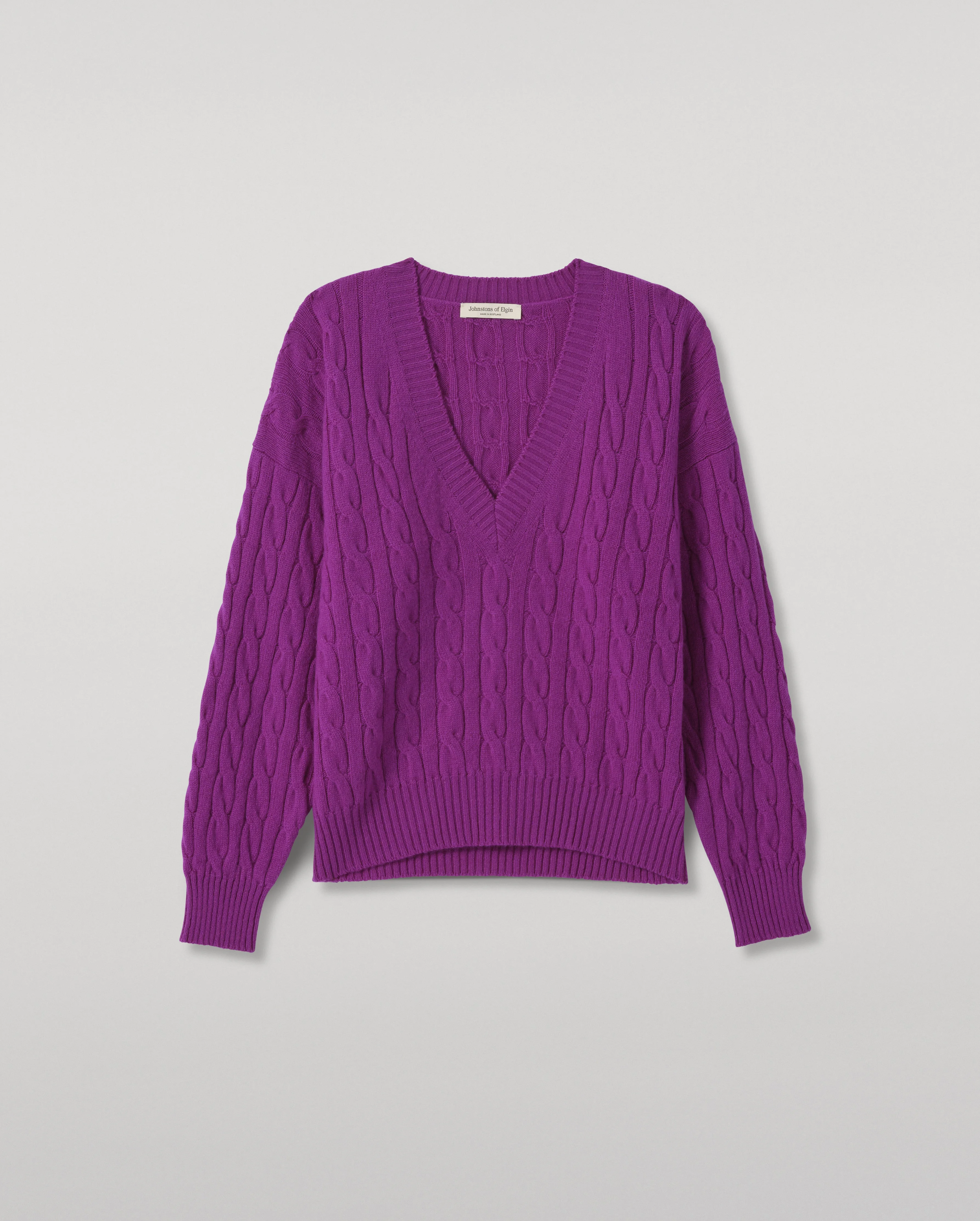 Kylesku Deep V Purple Cashmere Jumper - 1