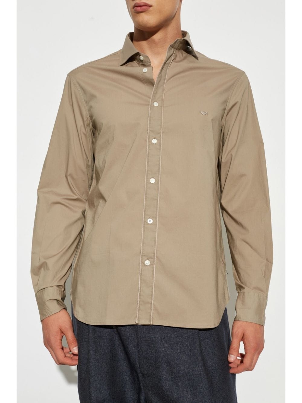 embroidered logo buttoned shirt - 3