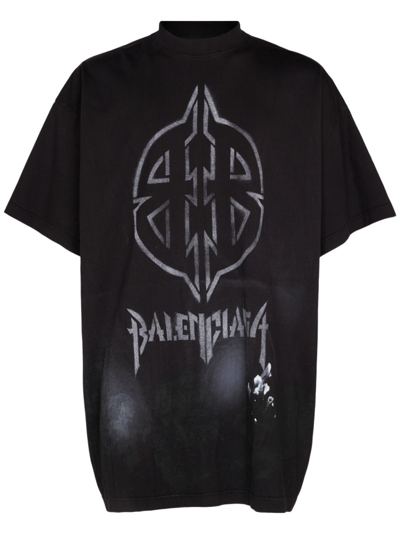 BALENCIAGA Metal BB stencil vintage cotton t-shirt | REVERSIBLE