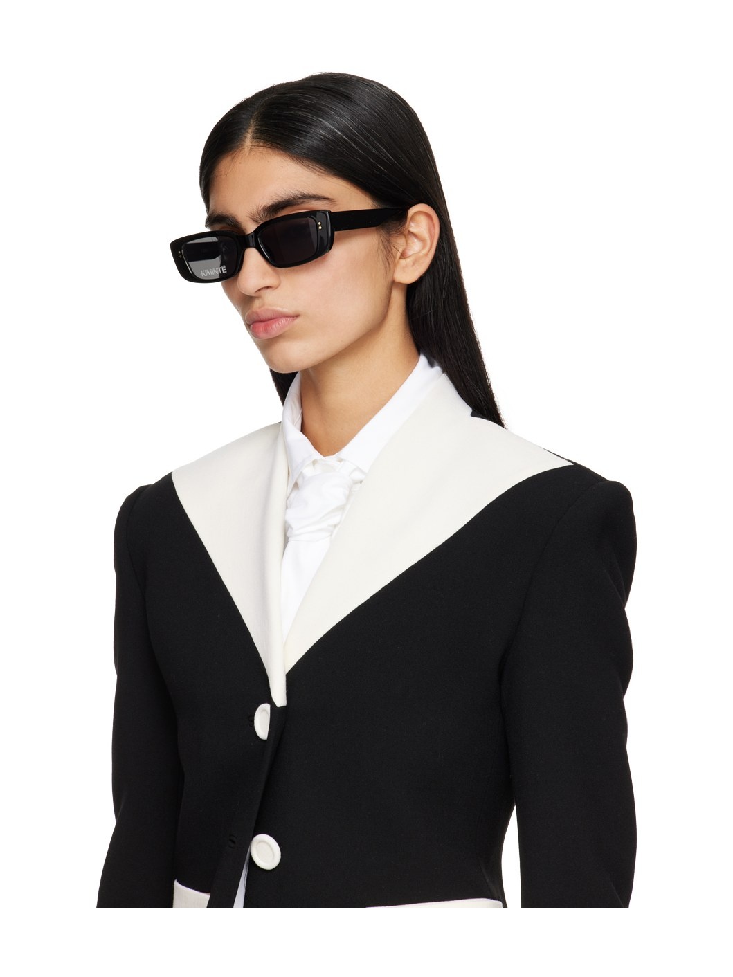 Black One Logo Slim Sunglasses - 4