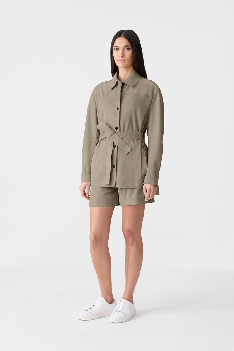 MACKAGE AZALIA-SU Belted Suede Shirt Jacket outlook