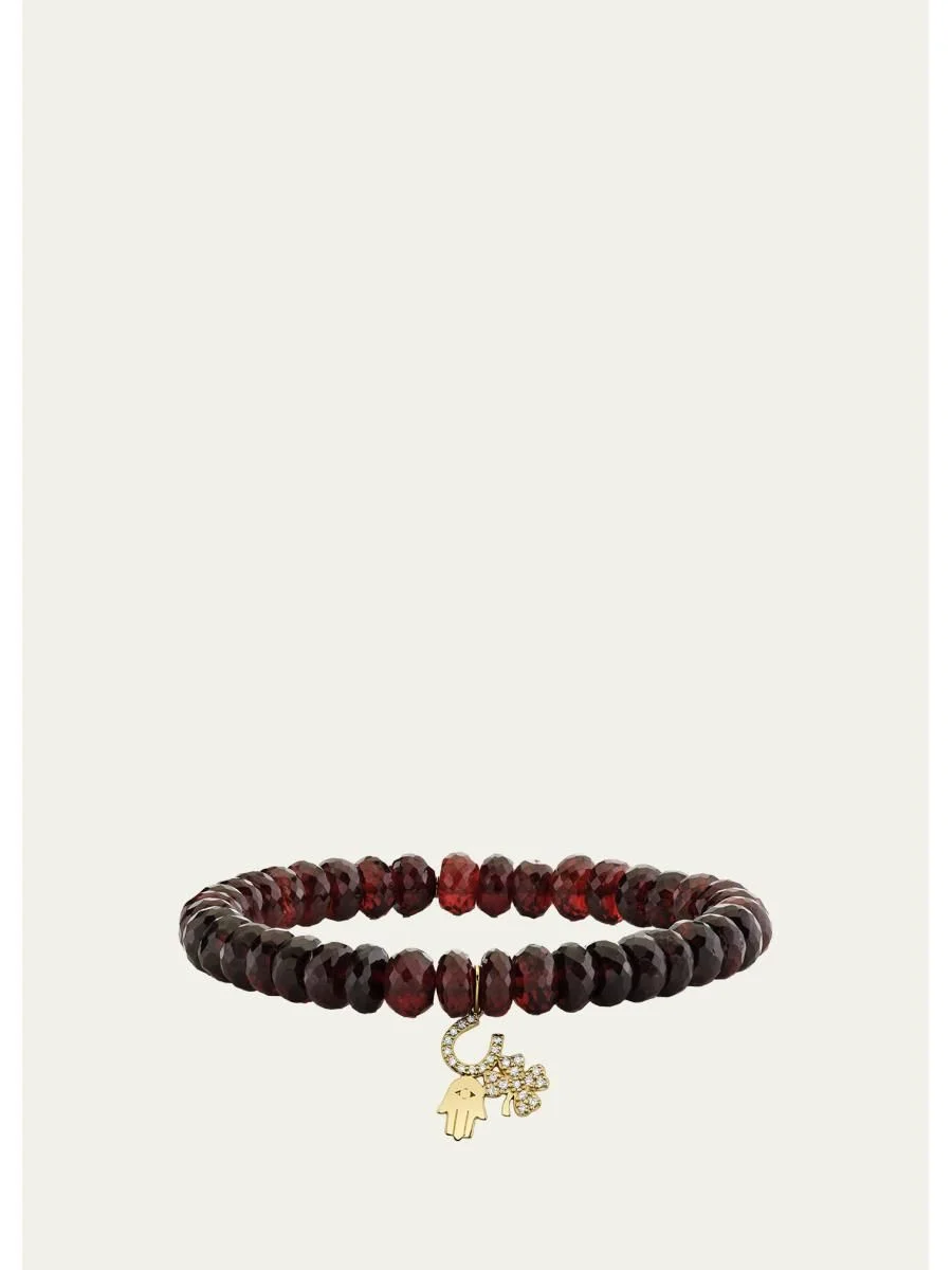 14K Diamond Good Luck Charm on Ruby Bracelet - 1