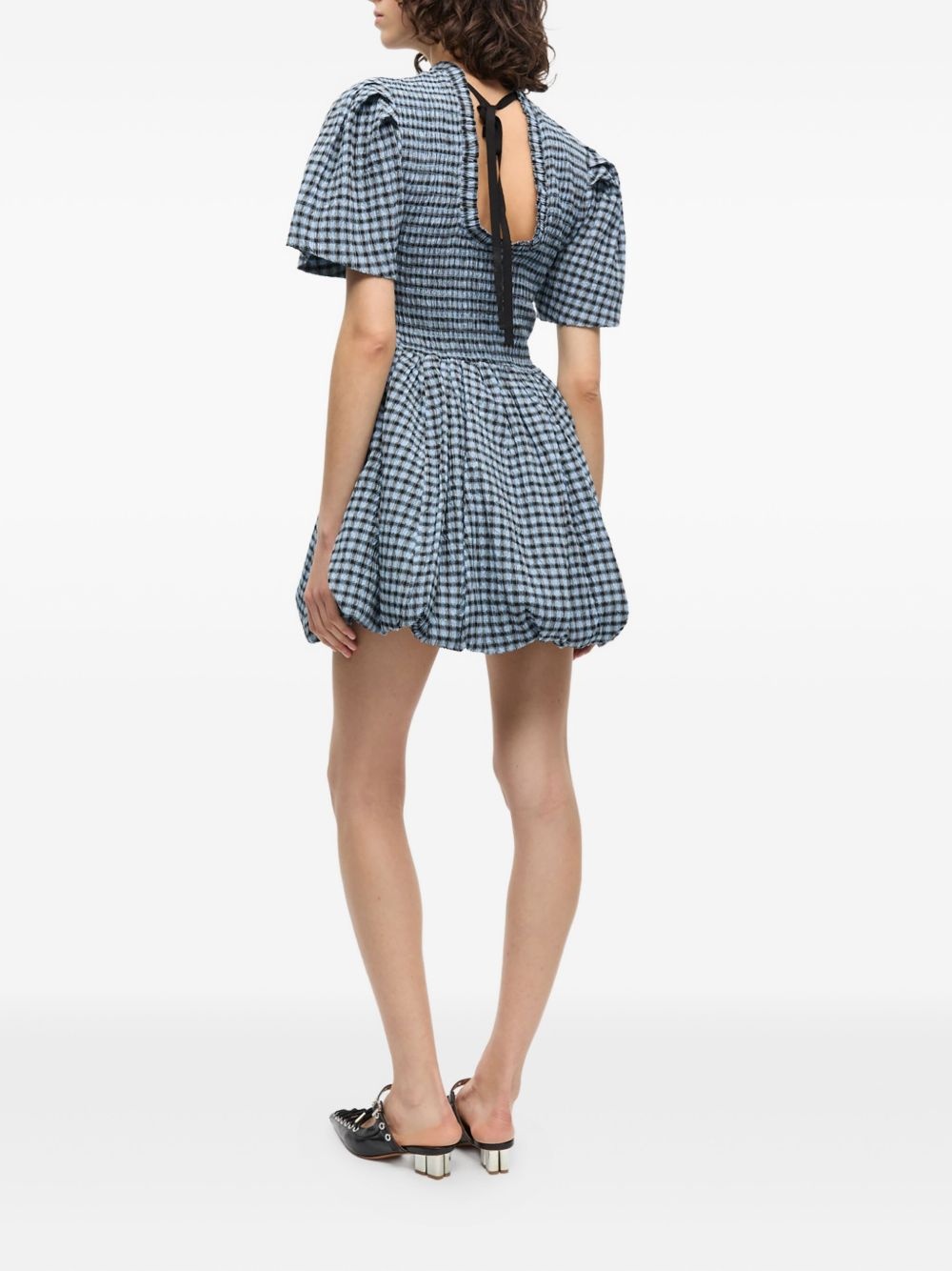 checked seersucker mini dress - 3