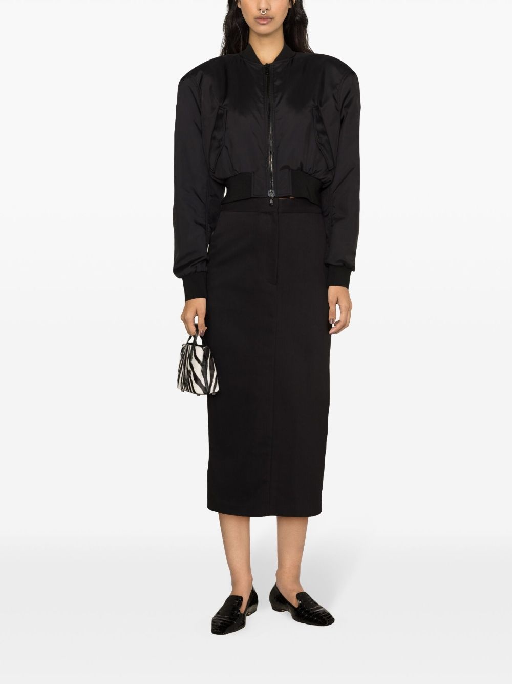 zip-up cropped bomber jacket - 2