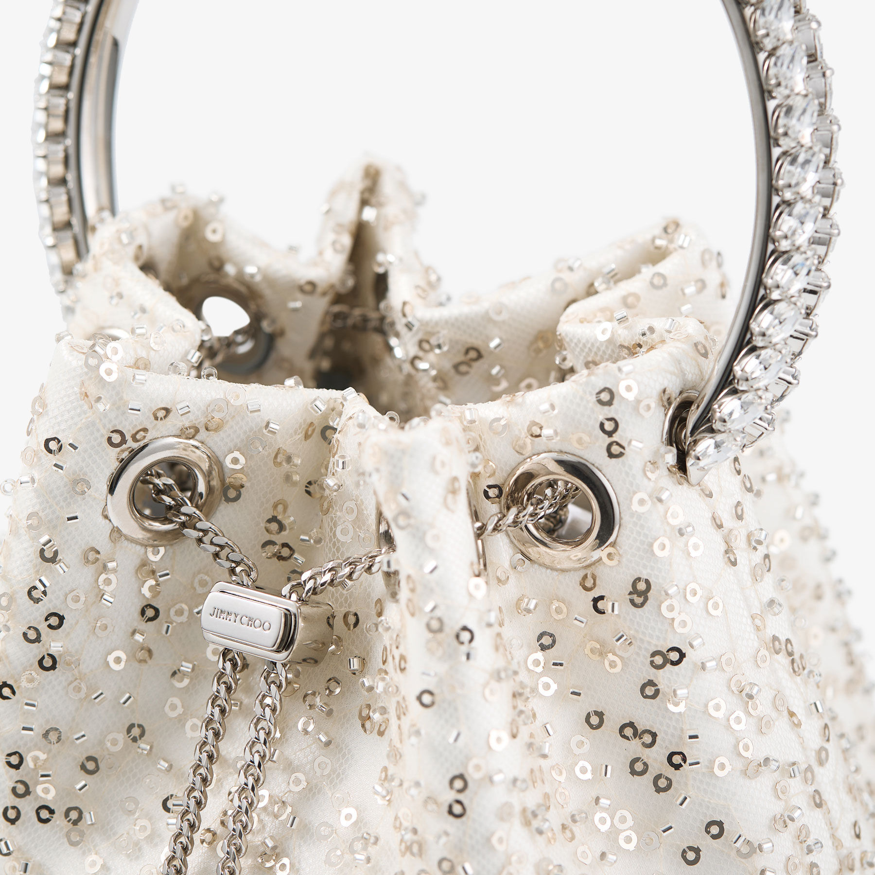 Bon Bon
Ivory Beaded Mesh Crystal Bag - 4