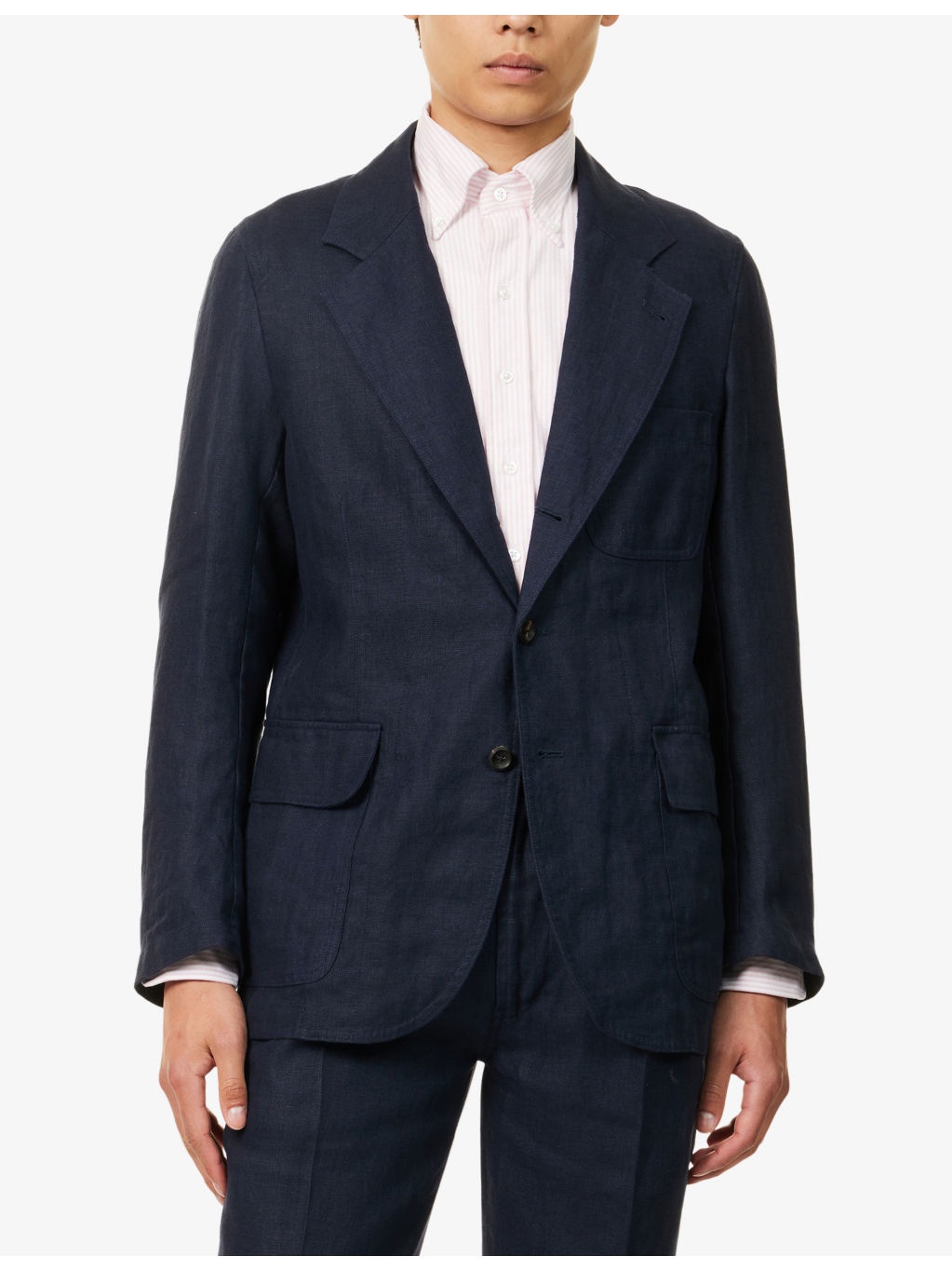 Linen Games Peak-Lapel Linen Blazer - 3