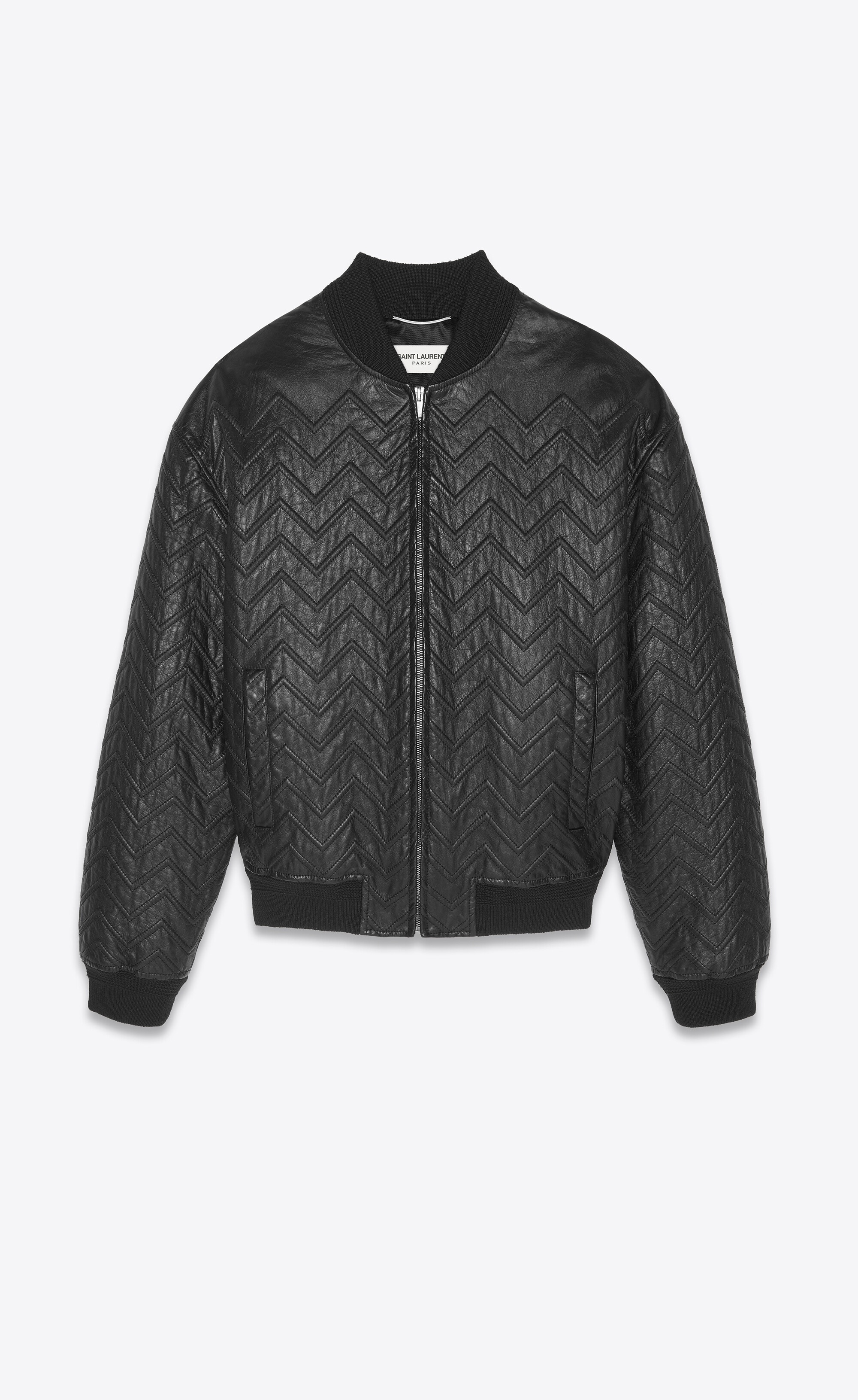 oversized bomber jacket in chevron leather - 1