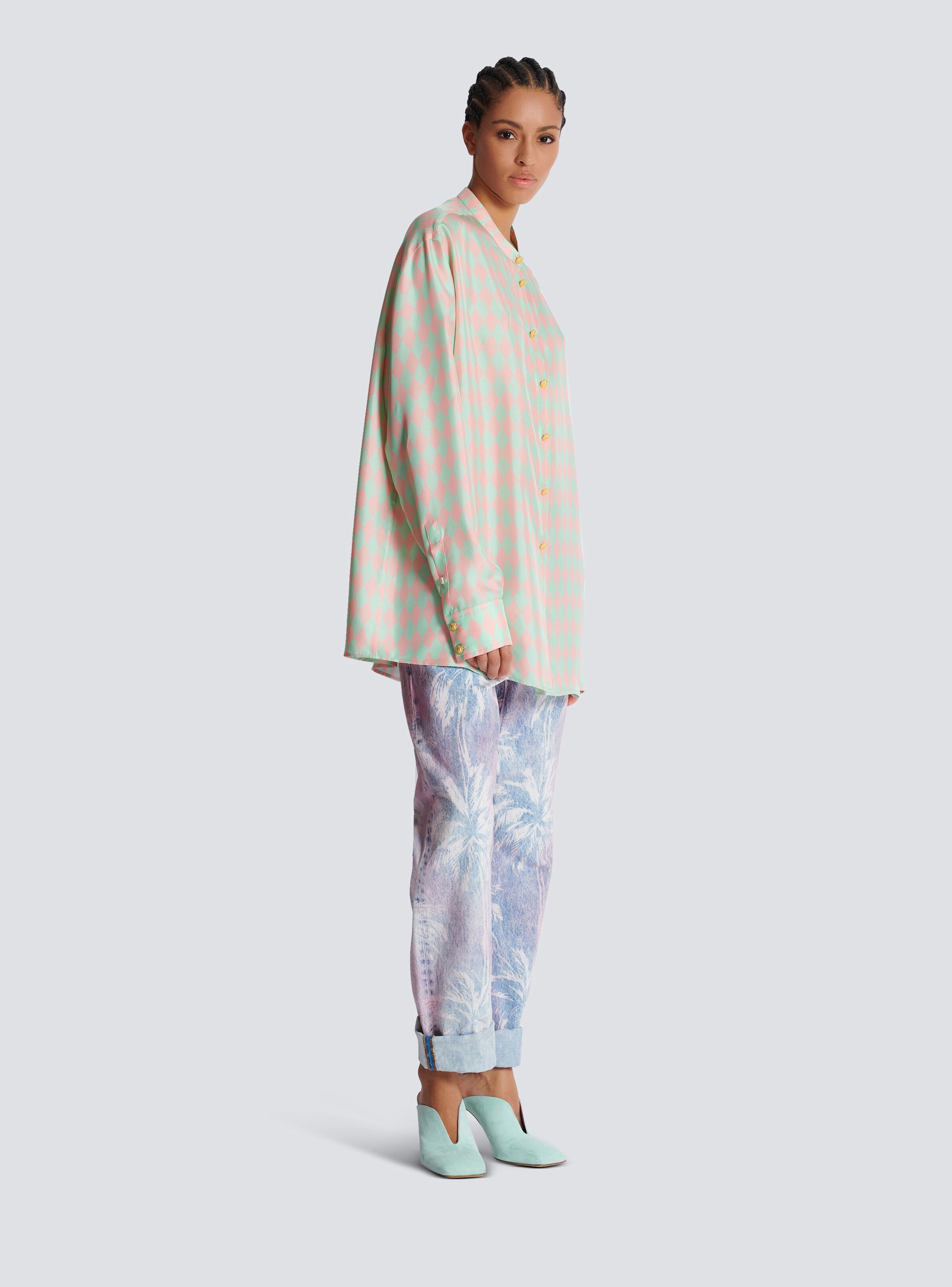 Standing-collar shirt with Diamond print - 3