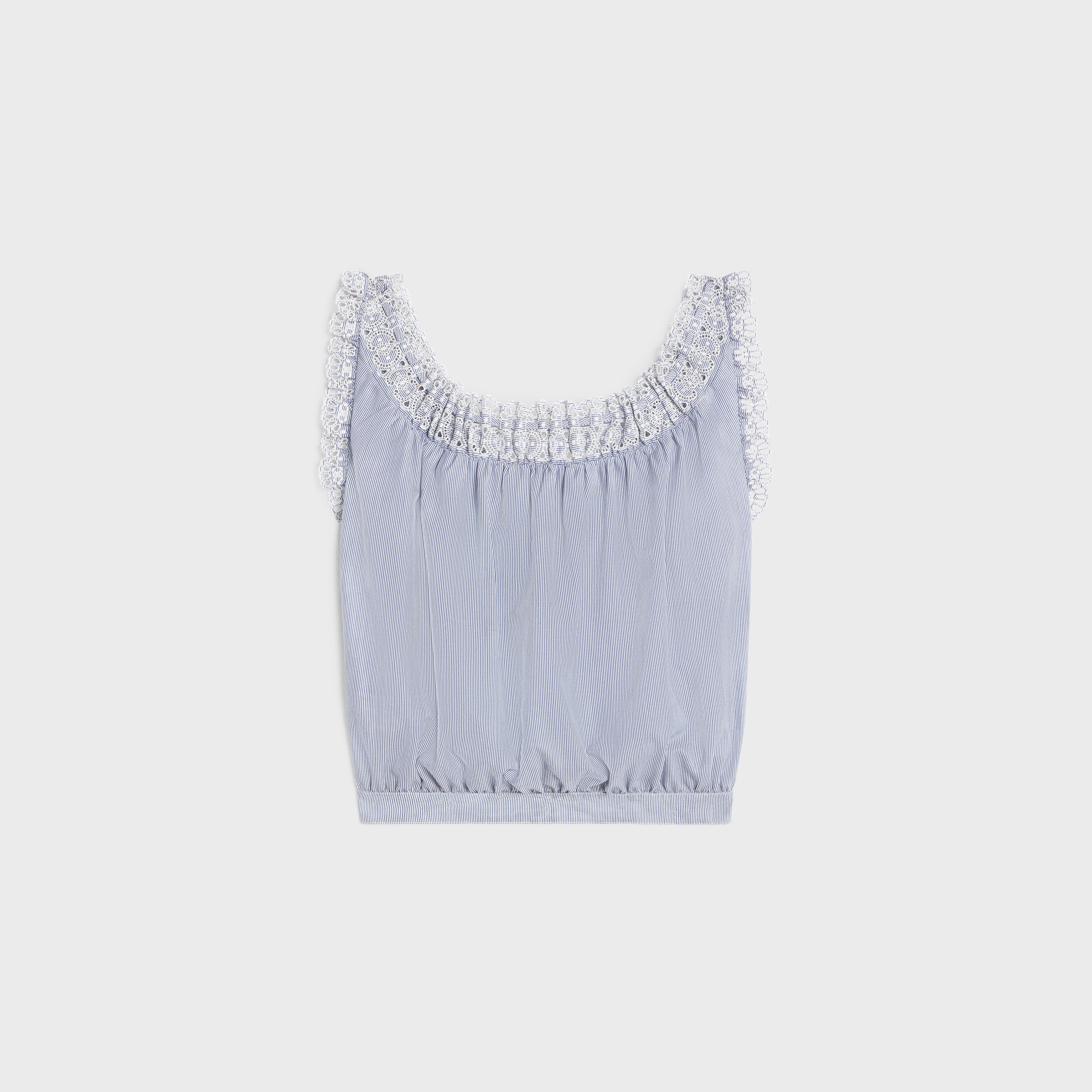 embroidered folk top in striped cotton and cashmere - 2