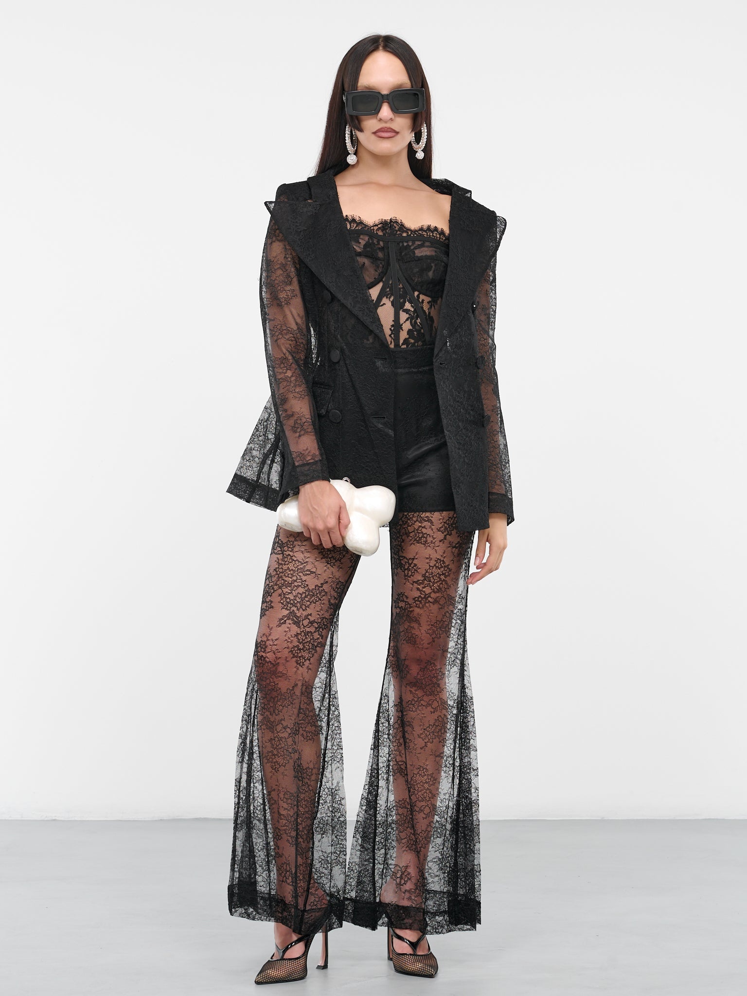 Lace Double-Breasted Blazer - 6