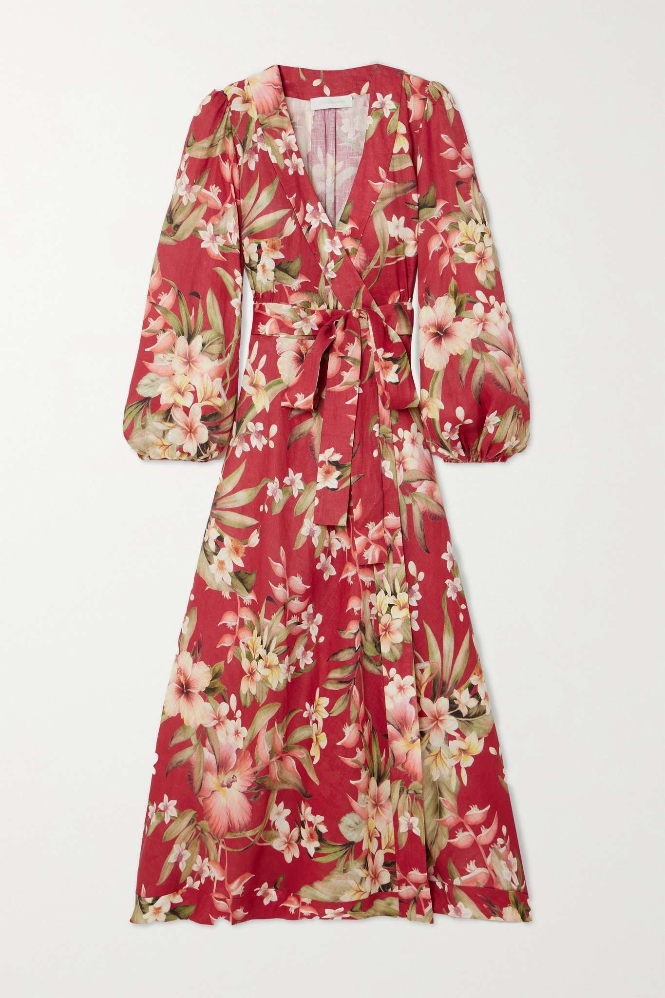 + NET SUSTAIN Lexi floral-print linen midi wrap dress - 1