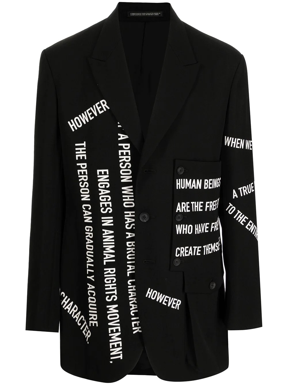 slogan-print wool blazer - 1