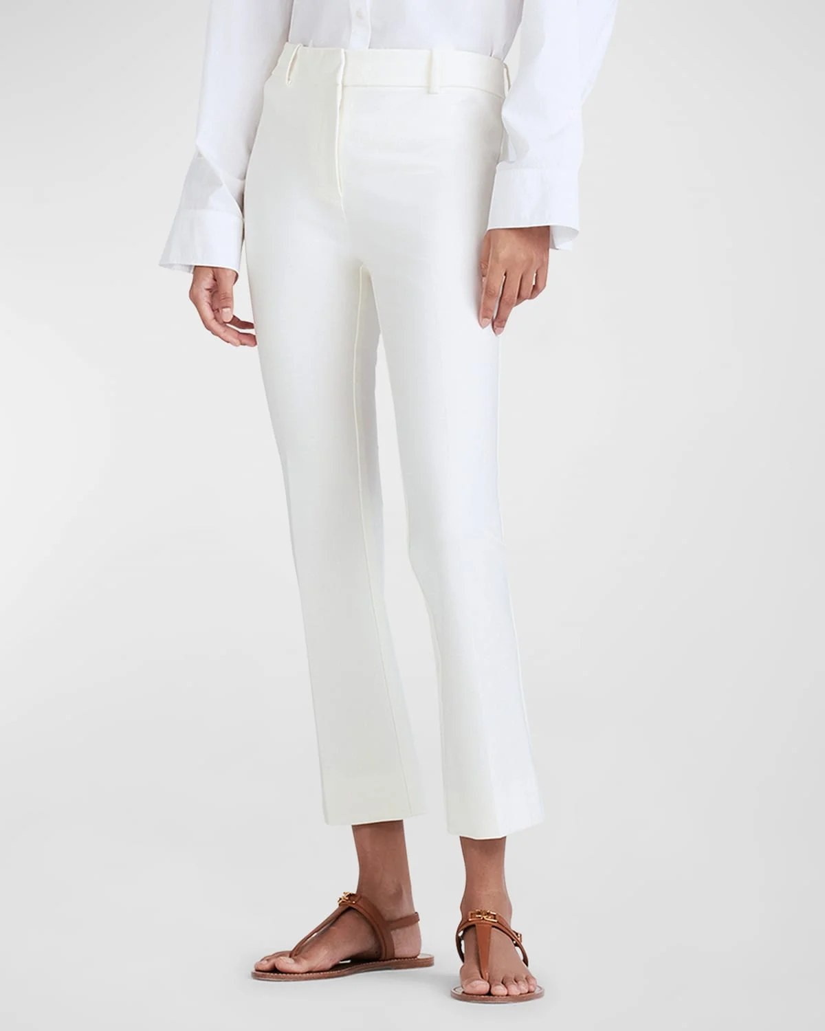 Stretch-Cotton Cropped Flare Trousers - 1