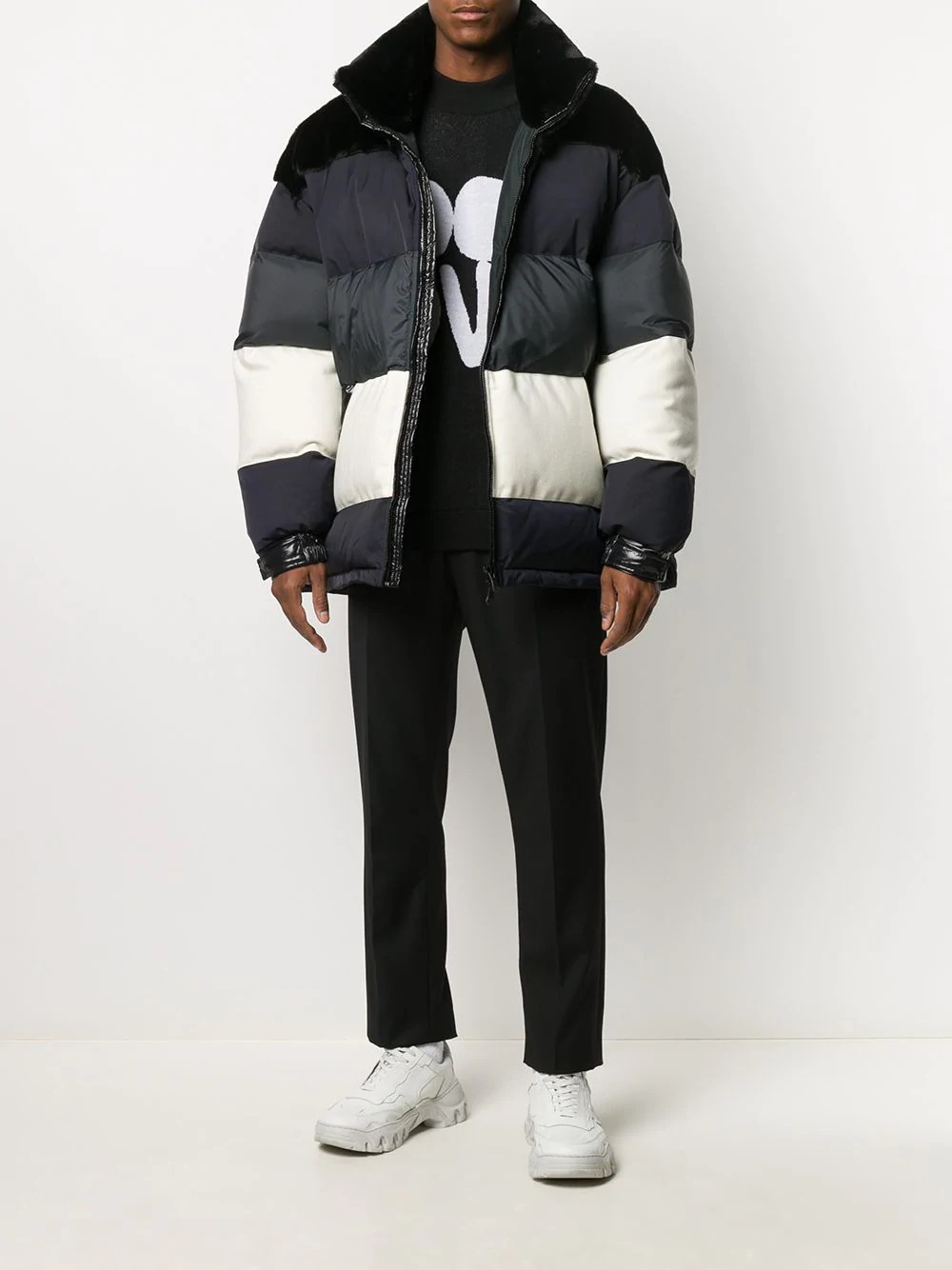 horizontal-stripes oversize puffer jacket - 2